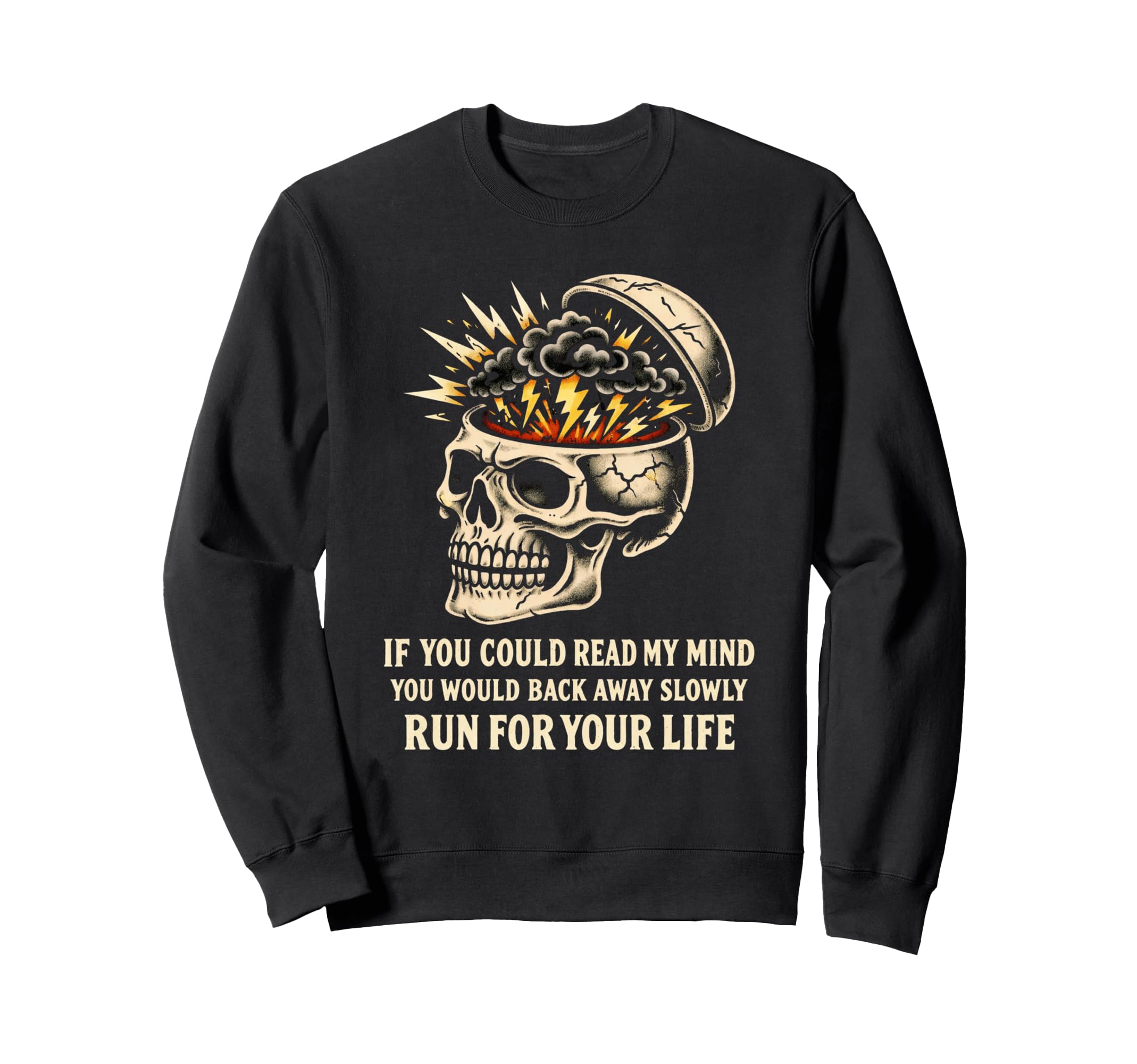 Funny Chaotic Mind Skull Sweatshirt - Streetwear Style for Adults - T-Shirt, Sweatshirt, Hoodie