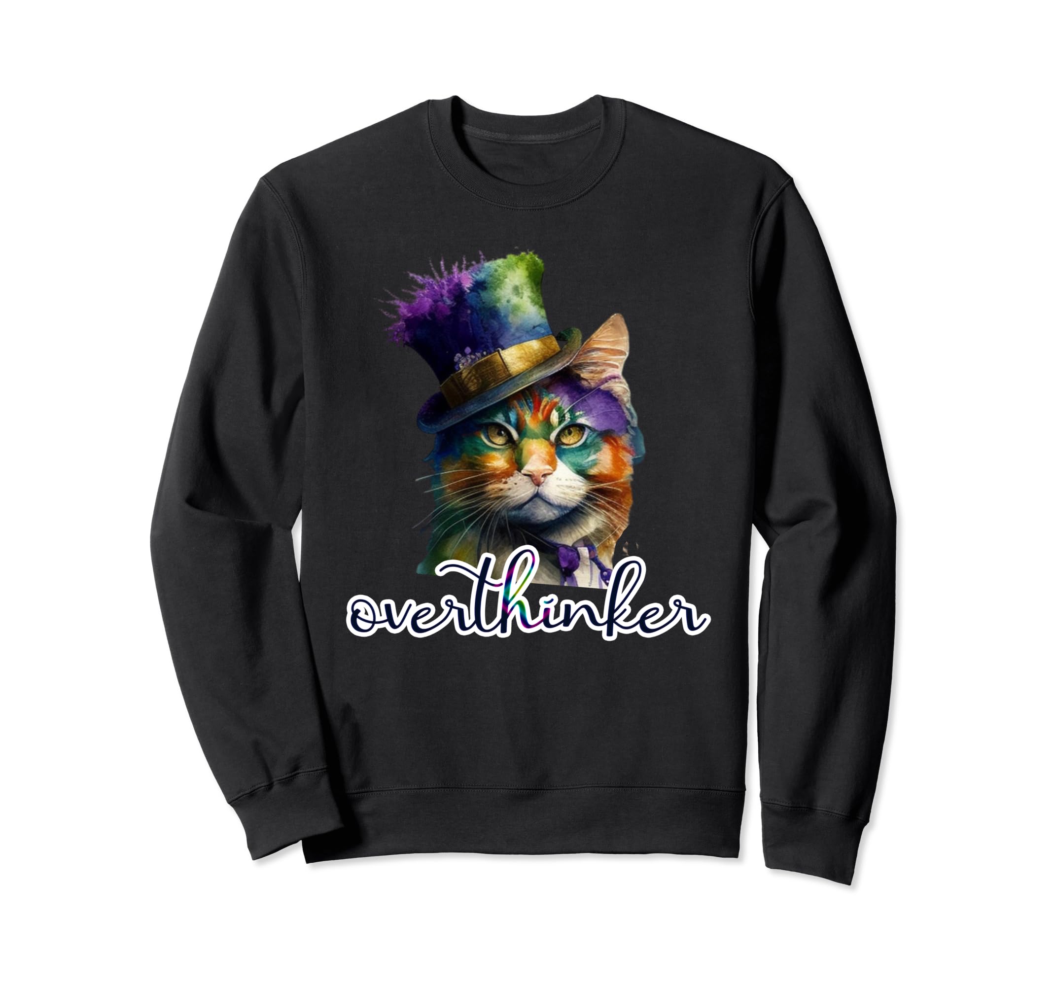 Overthinking Cat Meme Overthinker Sweatshirt - Novelty Apparel for Adults - T-Shirt, Sweatshirt, Hoodie