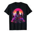 Synthwave Cat Samurai Mediation T-Shirt - Fun Novelty Design Men Women - T-Shirt, Sweatshirt, Hoodie
