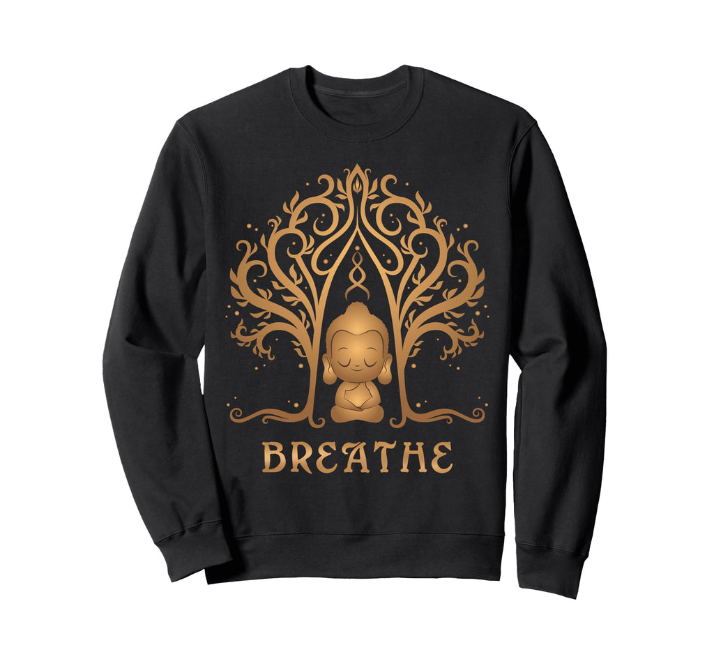 Yoga Buddha Mandala Breathe Sweatshirt - Minimalist Print for Adults - T-Shirt, Sweatshirt, Hoodie