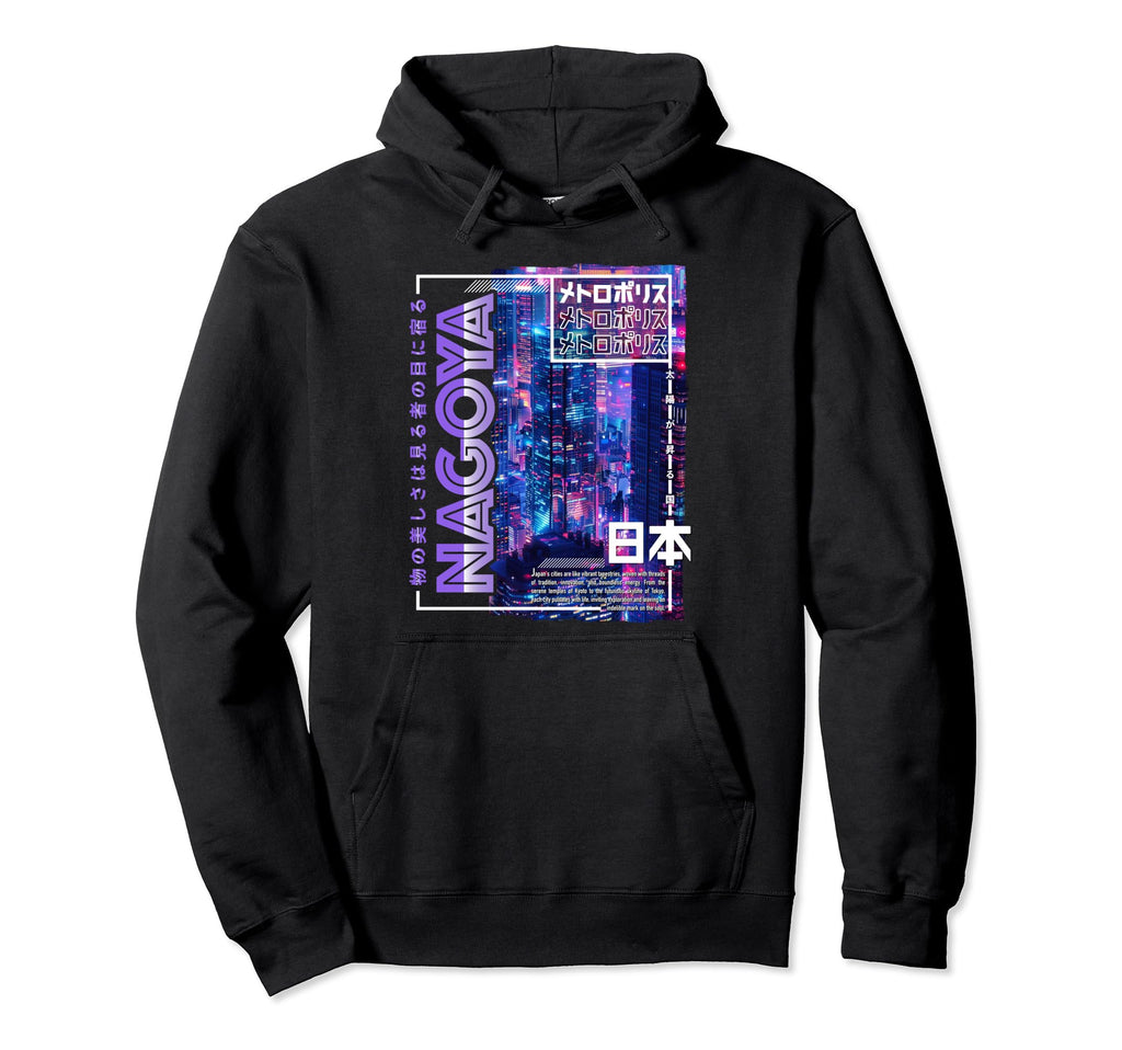 Nagoya City 80S Synthwave Skyline Japan Hoodie - Custom Art Print Unisex - T-Shirt, Sweatshirt, Hoodie