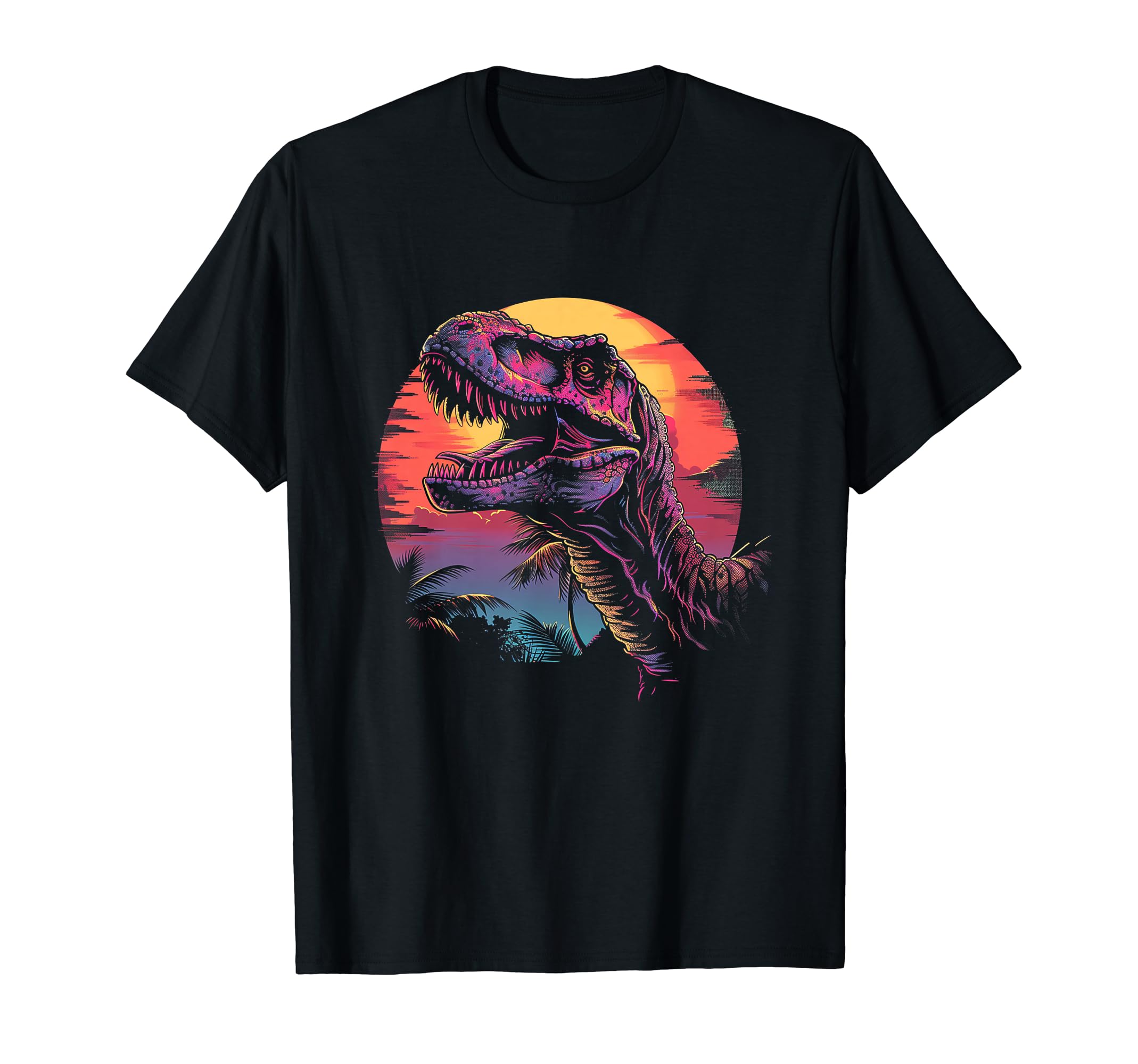 T Rex Dinosaur Vaporwave Synthwave 70S T-Shirt - Custom Art Print Unisex - T-Shirt, Sweatshirt, Hoodie