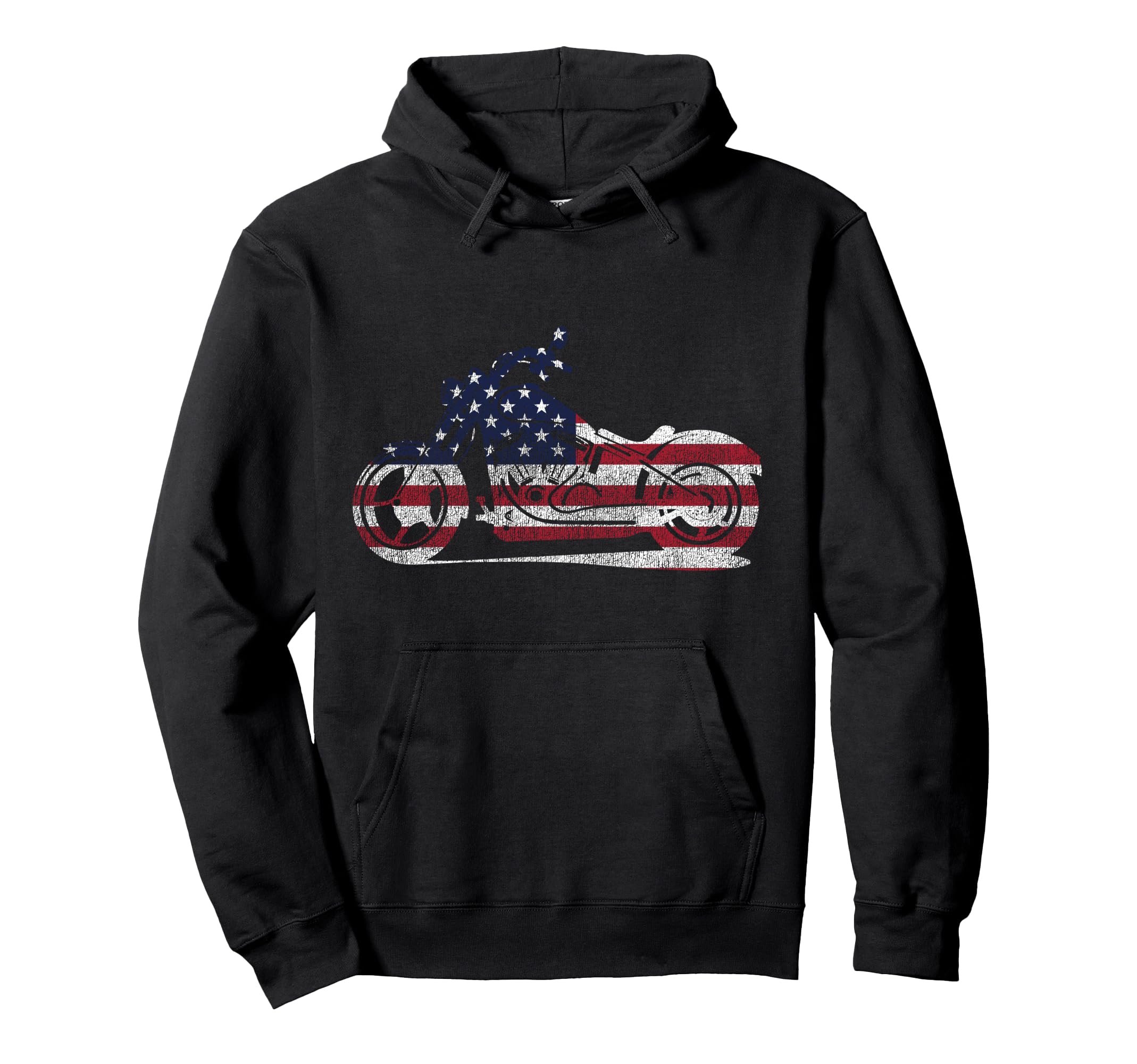Motorcycle Biker American Flag Hoodie - Graphic Print Unisex - T-Shirt, Sweatshirt, Hoodie
