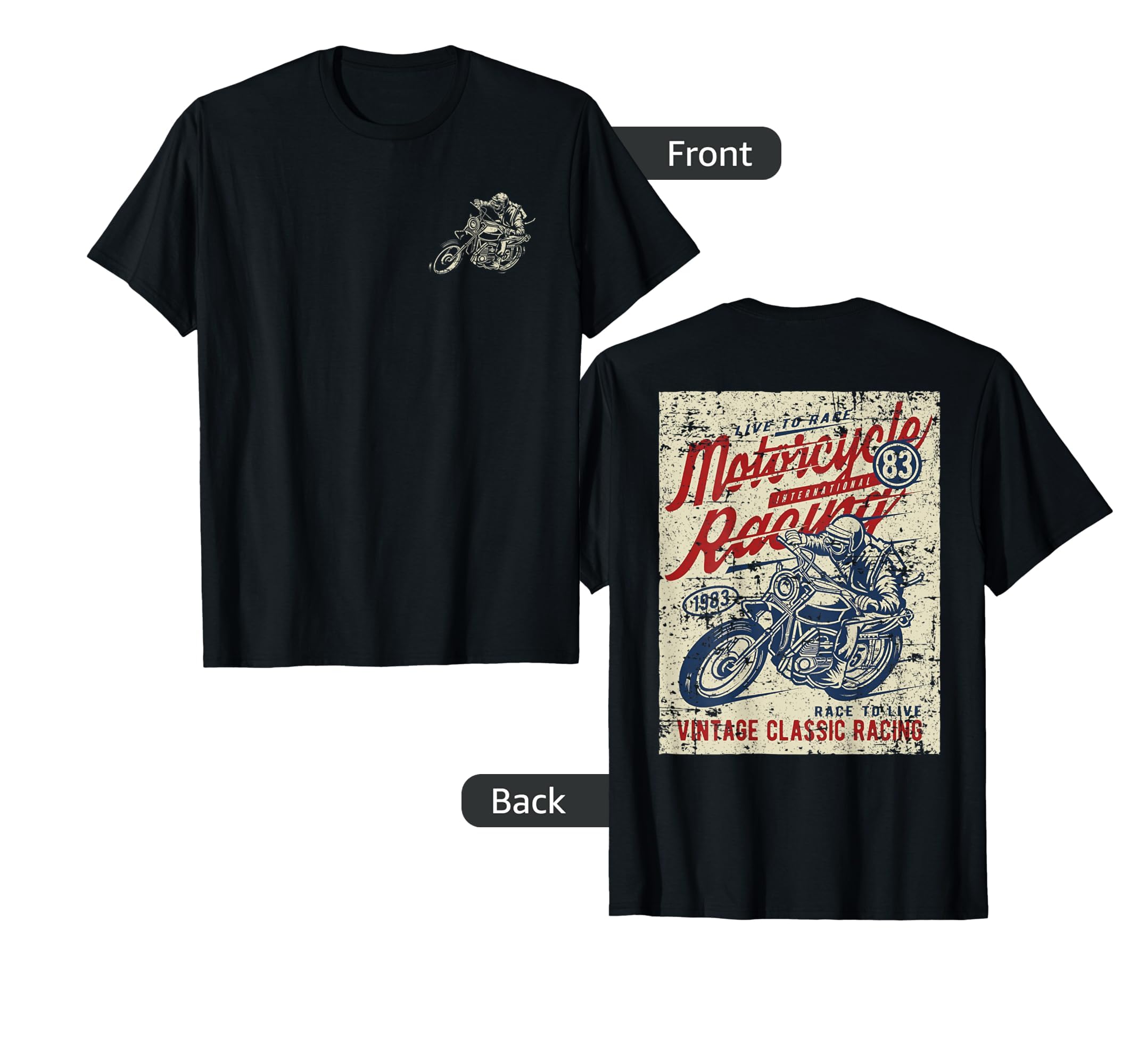 Motorcycle Racing Distressed T-Shirt - Casual Everyday Wear for Adults - T-Shirt, Sweatshirt, Hoodie