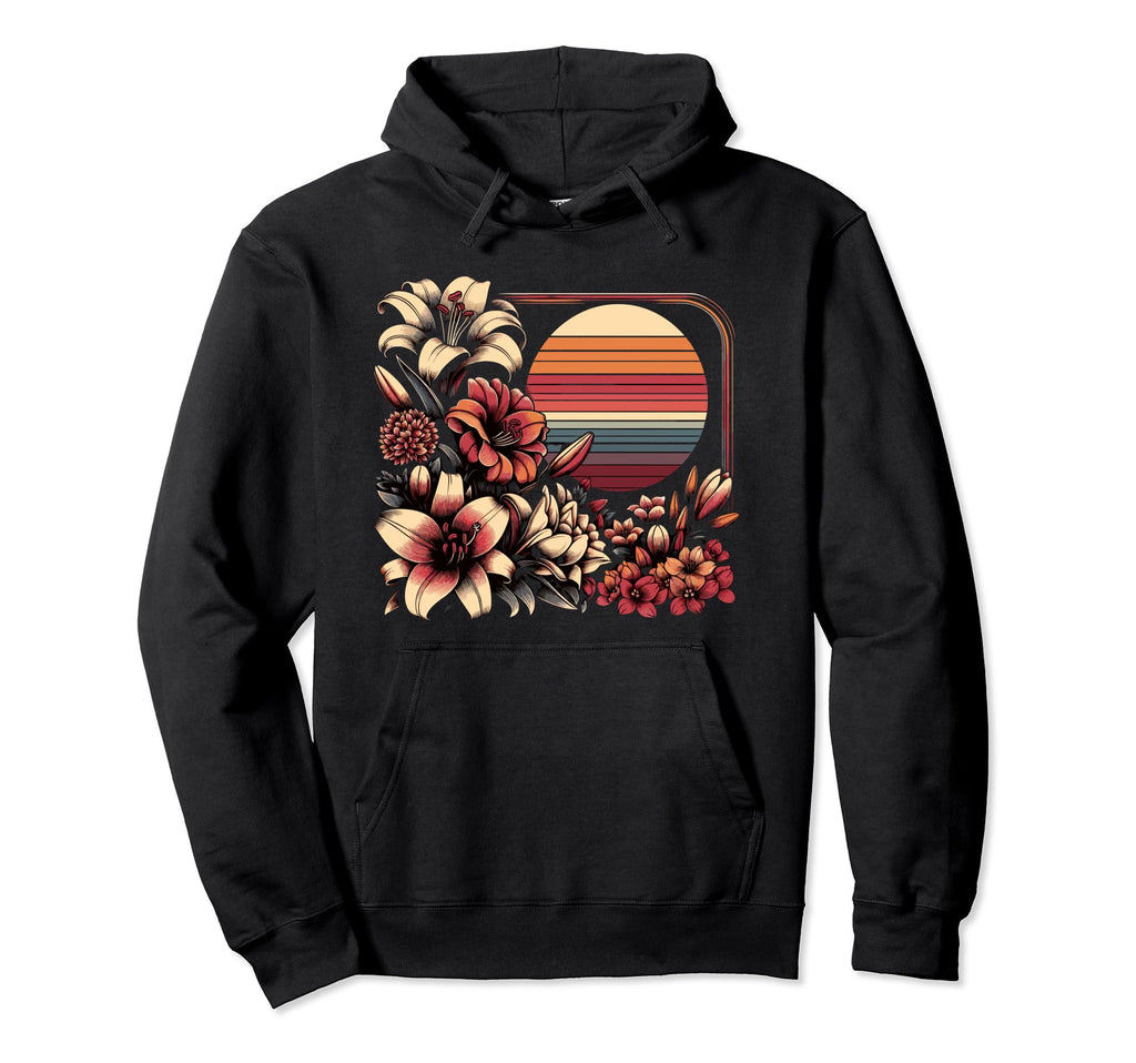 April Bloom Sunset Floral Vector Hoodie - Unique Graphic for Adults - T-Shirt, Sweatshirt, Hoodie
