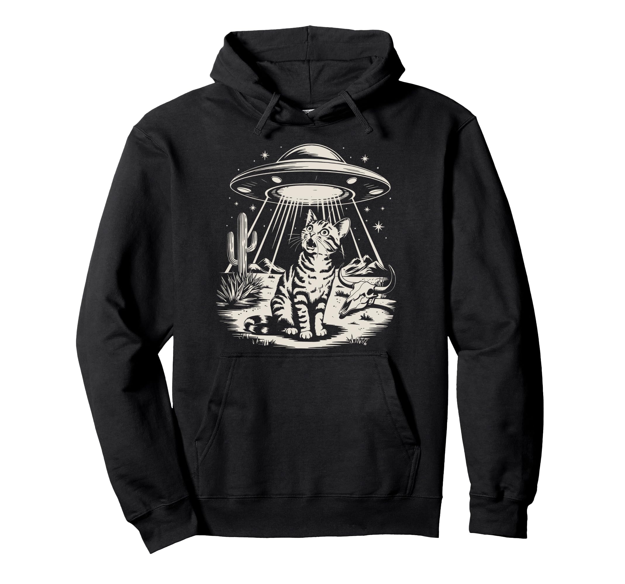 Ufo Western Cat Cowboy Cat Wild West Hoodie - Unique Graphic Men Women - T-Shirt, Sweatshirt, Hoodie