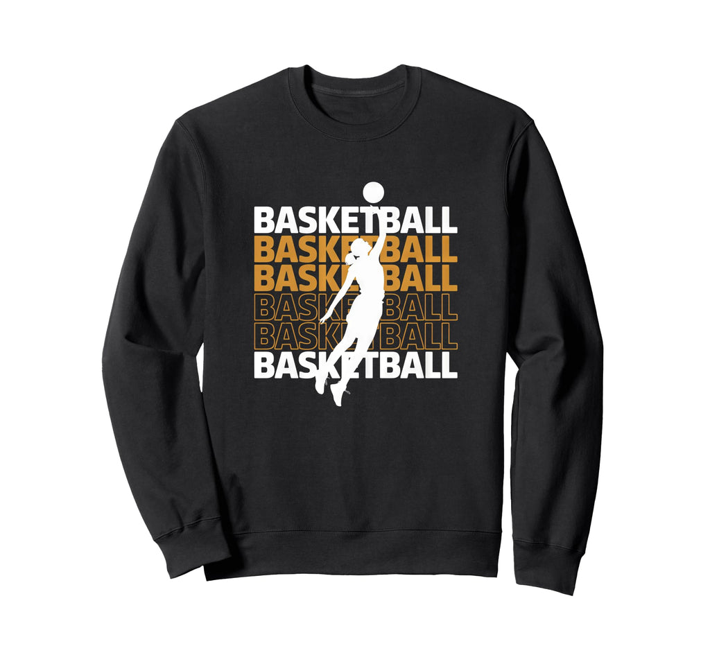 Womens Basketball Silhouette Typography Sweatshirt - Unique Graphic Unisex - T-Shirt, Sweatshirt, Hoodie