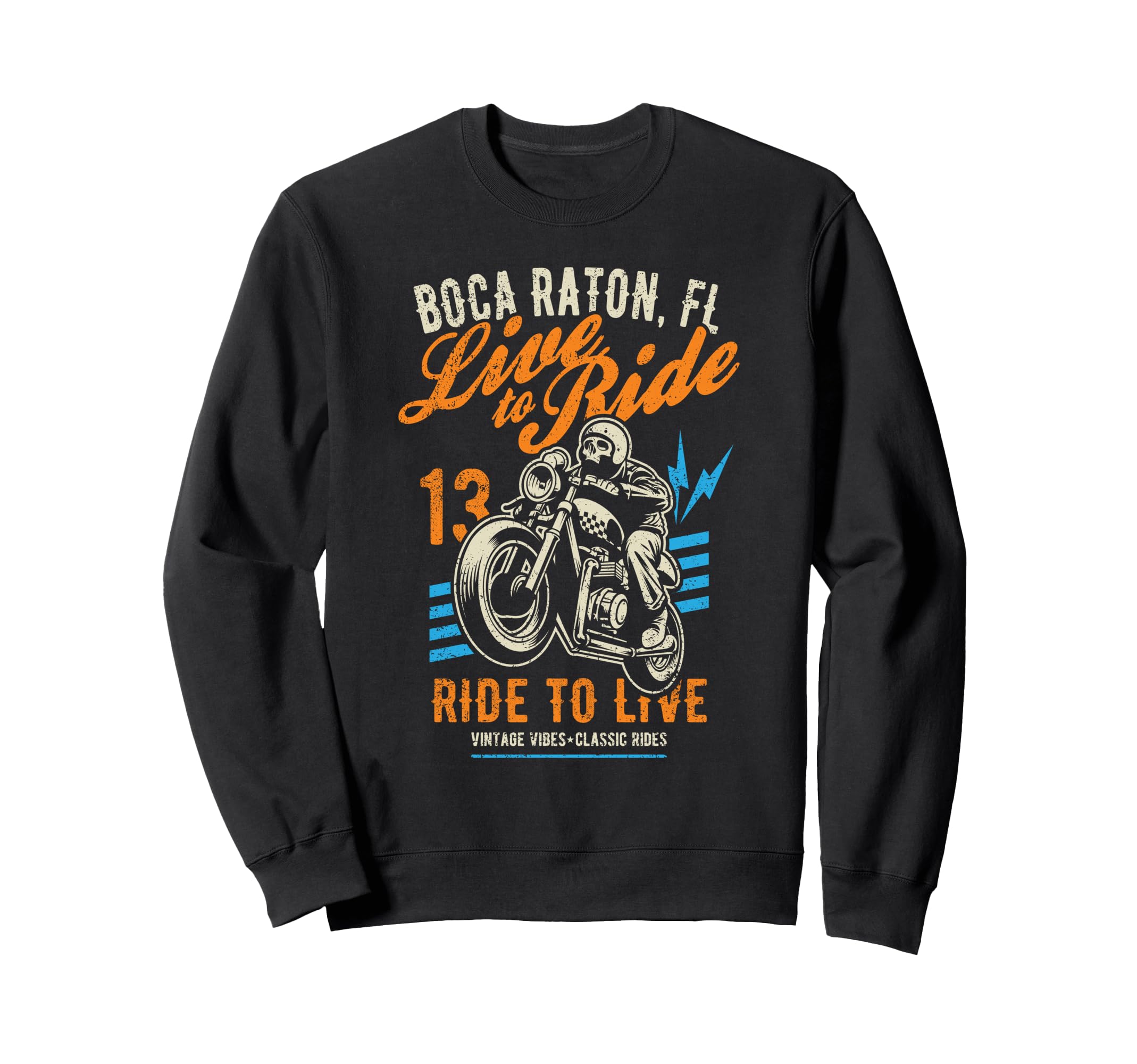 Boca Raton Fl Usa Motorcycle Skull Sweatshirt - Unique Graphic for Adults - T-Shirt, Sweatshirt, Hoodie