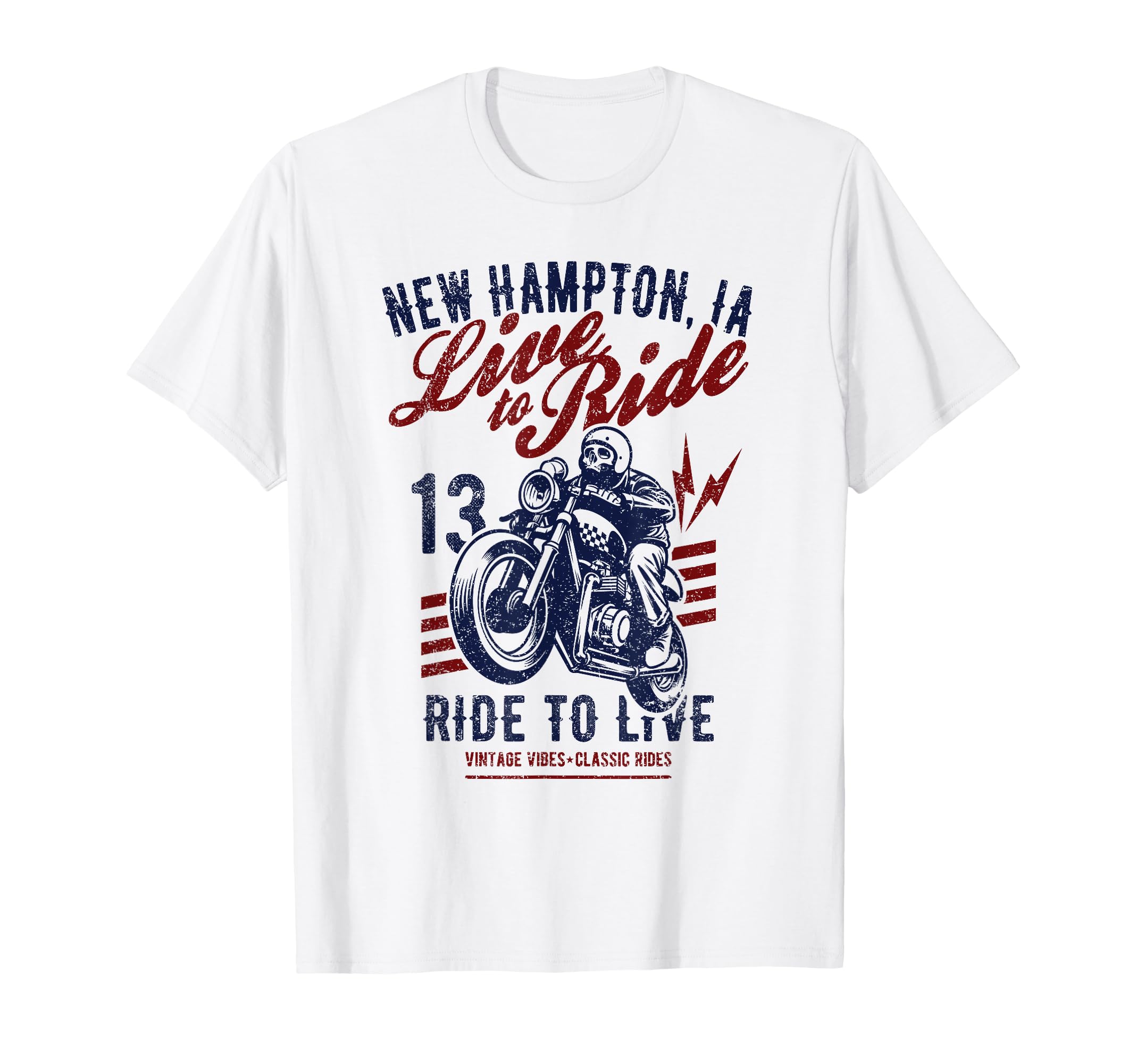 New Hampton Iowa Motorcycle Skull T-Shirt - Fun Novelty Design for Adults - T-Shirt, Sweatshirt, Hoodie