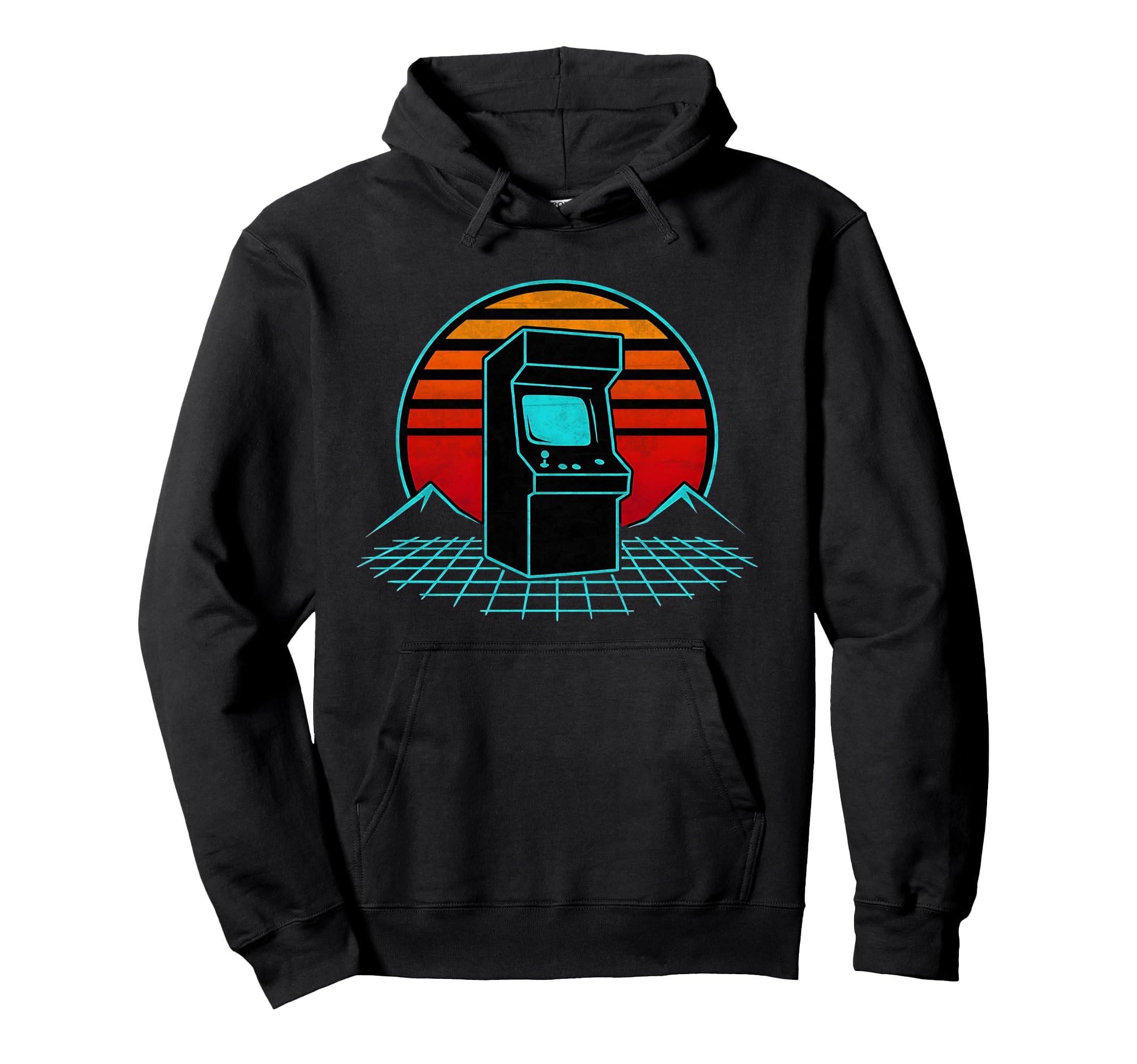 Arcade Sunset Gamer Synthwave Arcade Hoodie - Graphic Print Men Women - T-Shirt, Sweatshirt, Hoodie