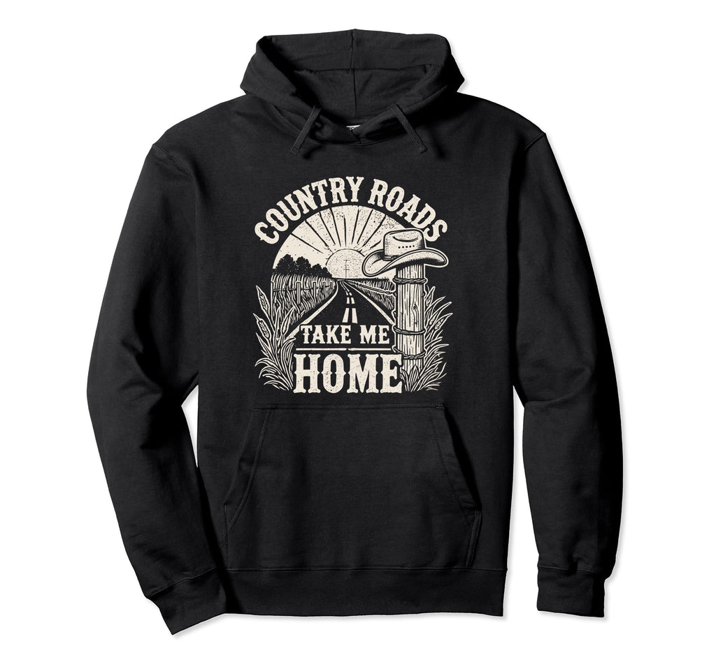 Country Roads Take Me Home Cowboy Hoodie - Graphic Print for Adults - T-Shirt, Sweatshirt, Hoodie