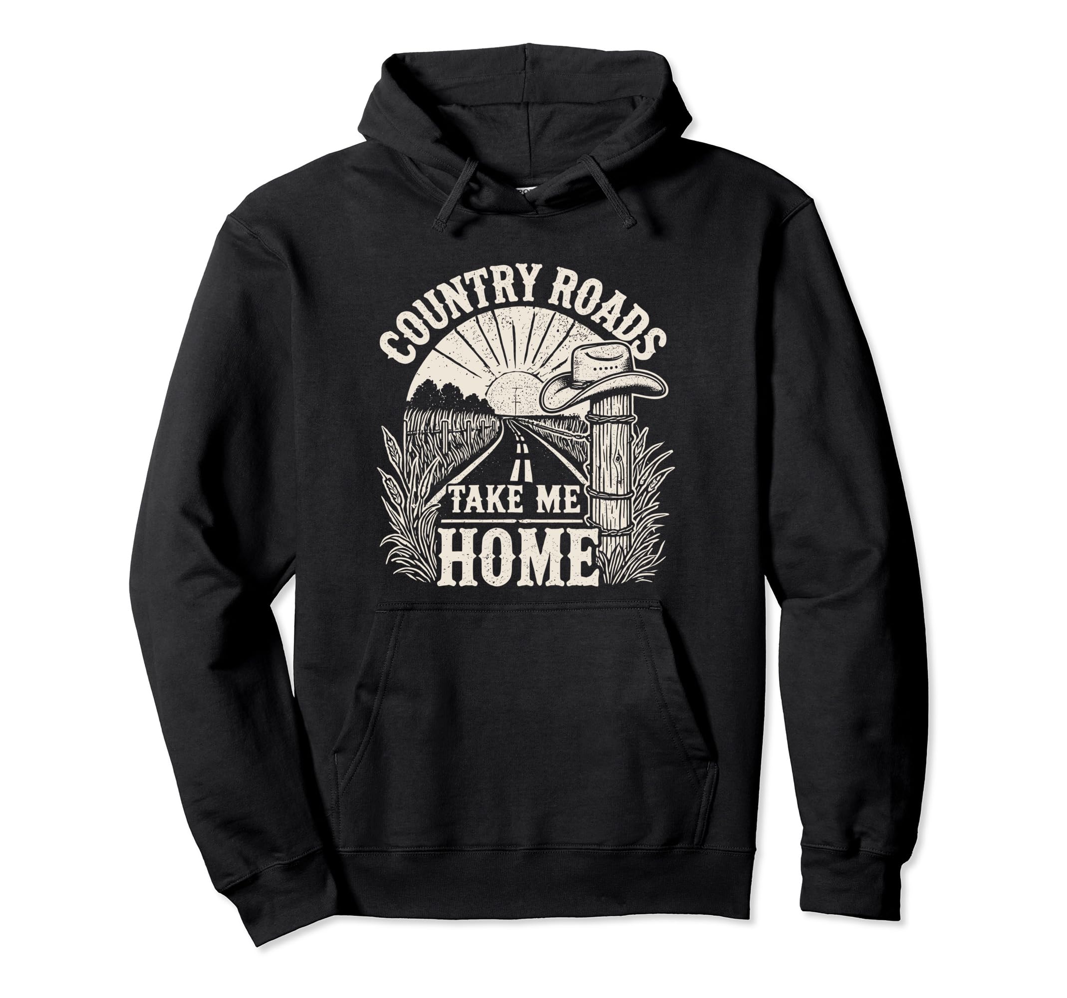 Country Roads Take Me Home Cowboy Hoodie - Graphic Print for Adults - T-Shirt, Sweatshirt, Hoodie
