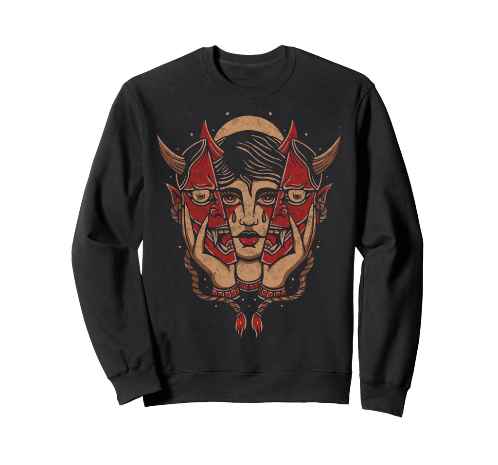 Demon Mask Illusion American Sweatshirt - Novelty Apparel Unisex - T-Shirt, Sweatshirt, Hoodie
