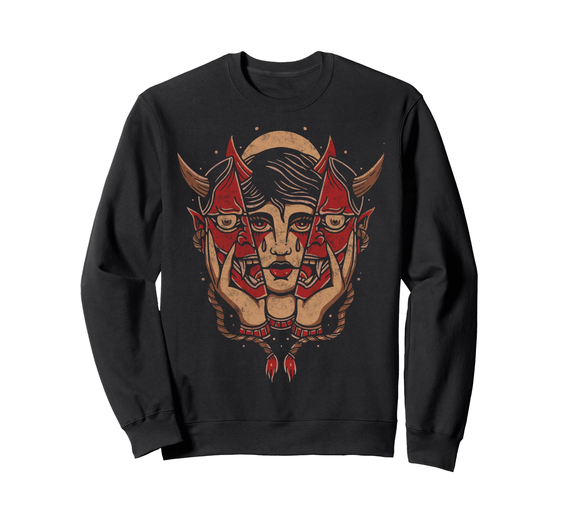 Demon Mask Illusion American Sweatshirt - Novelty Apparel Unisex - T-Shirt, Sweatshirt, Hoodie