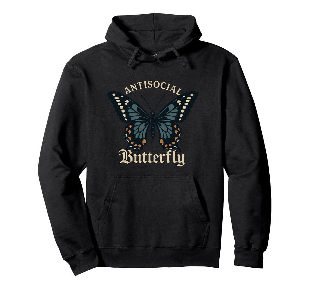 Antisocial Butterfly Fairycore Introvert Hoodie - Trendy Graphic Men Women - T-Shirt, Sweatshirt, Hoodie
