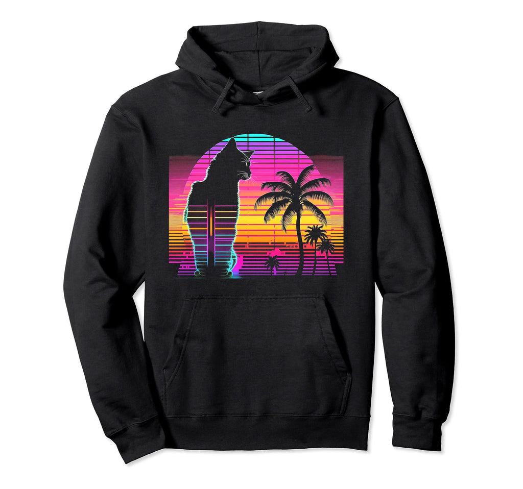 Cat Vaporwave Retrowave Aesthetic Hoodie - Graphic Print for Adults - T-Shirt, Sweatshirt, Hoodie