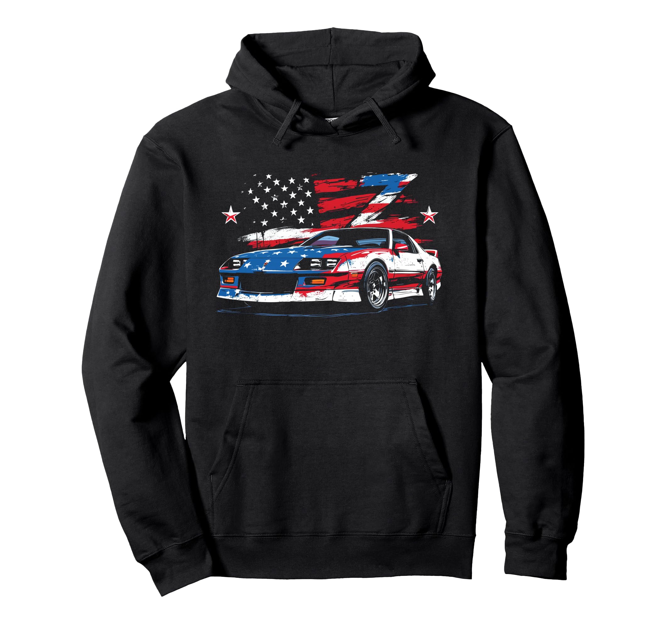 1985 1990 Iroc Z Muscle Car Patriotic Red Hoodie - Minimalist Print Unisex - T-Shirt, Sweatshirt, Hoodie