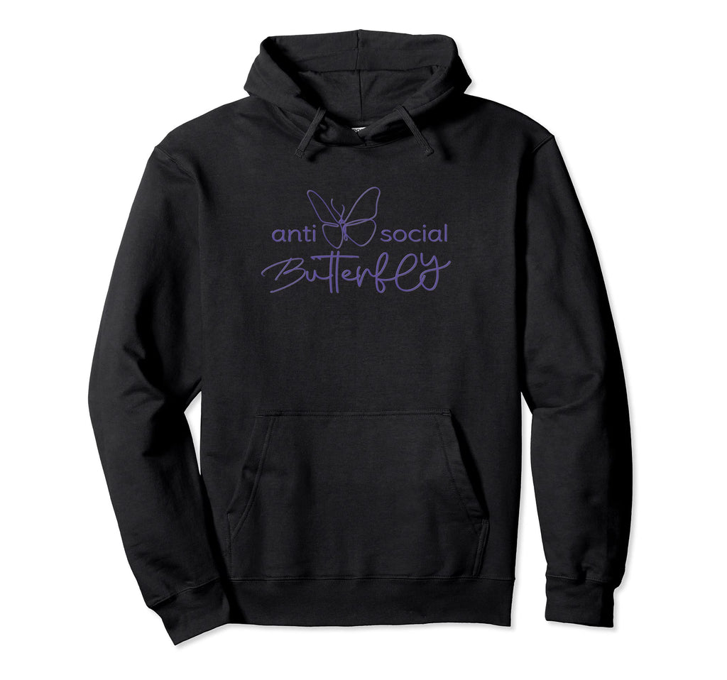 Clever Antisocial Butterfly Her Hoodie - Novelty Apparel Men Women - T-Shirt, Sweatshirt, Hoodie