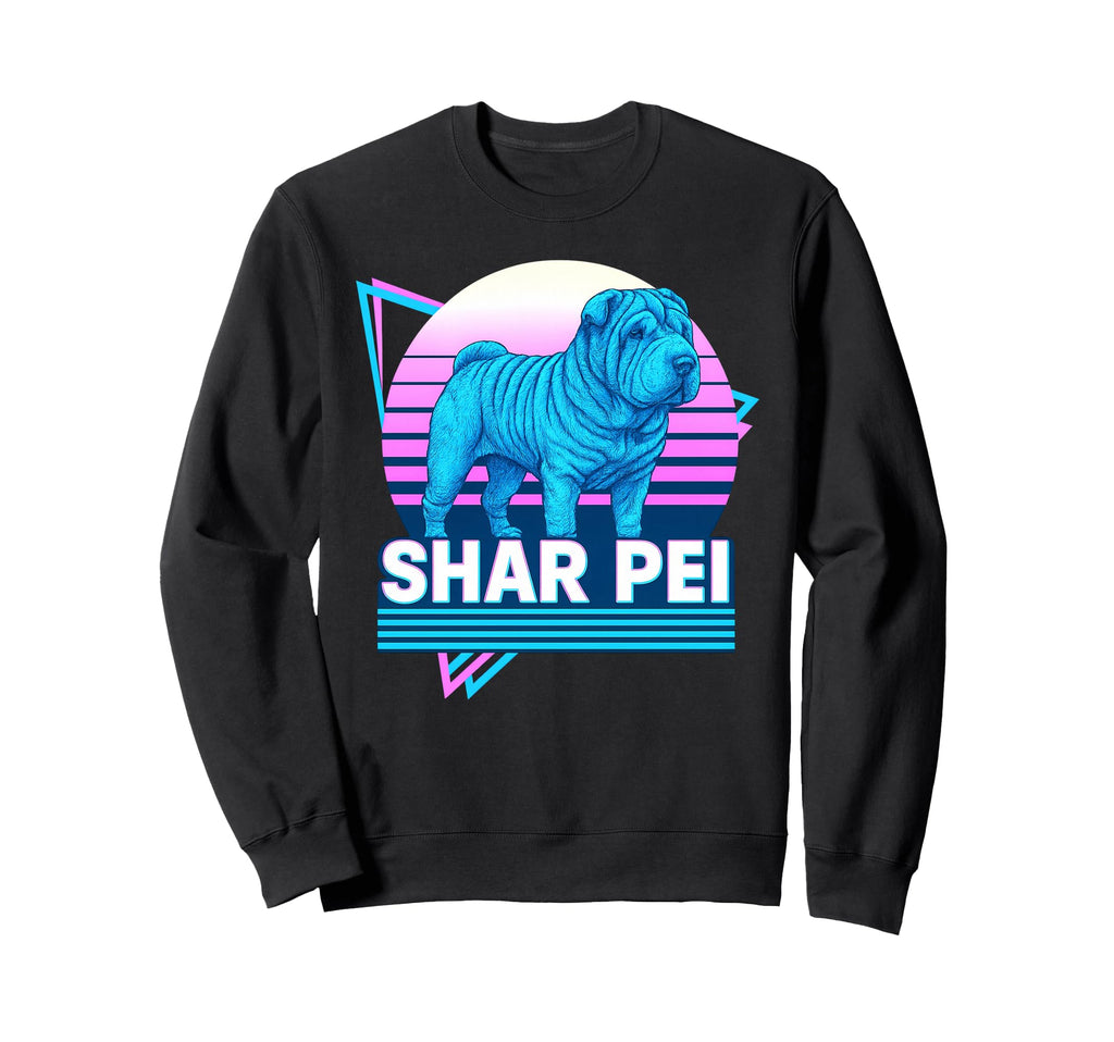 Shar Pei Synthwave Aesthetic Dog Lover Sweatshirt - Custom Art Print Unisex - T-Shirt, Sweatshirt, Hoodie