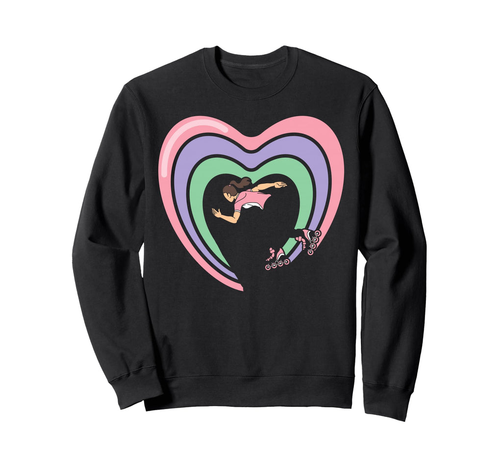 Roller Skating Skate Rainbow Heart Sweatshirt - Minimalist Print Men Women - T-Shirt, Sweatshirt, Hoodie