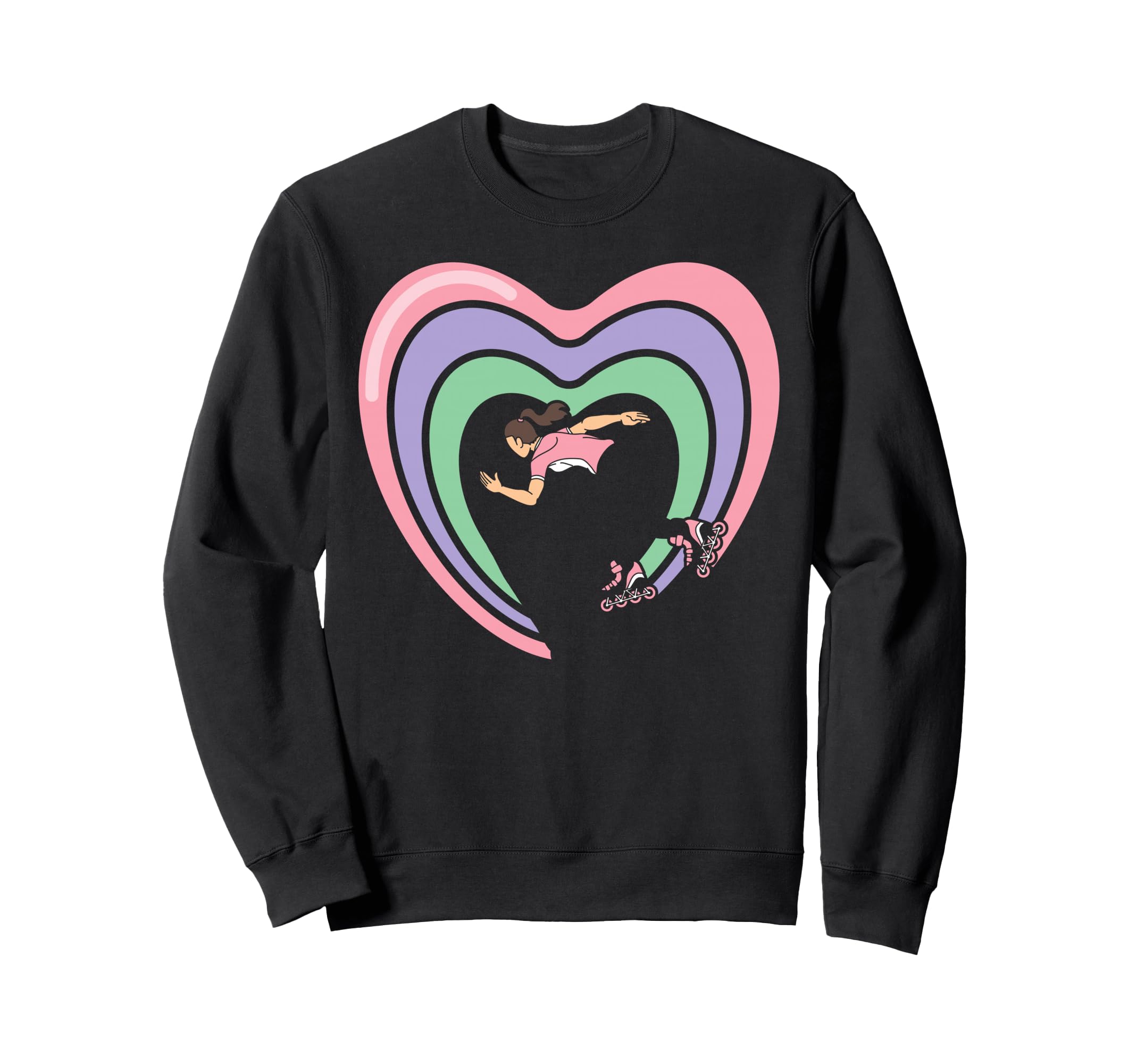 Roller Skating Skate Rainbow Heart Sweatshirt - Minimalist Print Men Women - T-Shirt, Sweatshirt, Hoodie