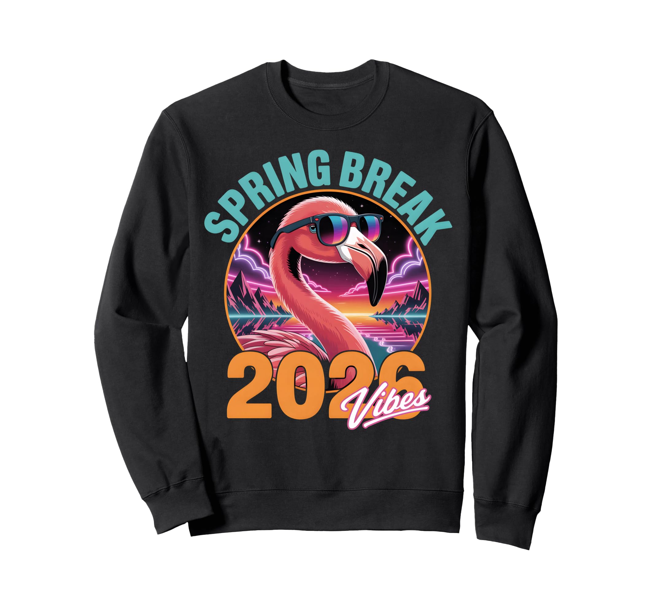 Spring Break 2026 Vibes Flamingo Sweatshirt - Unique Graphic for Adults - T-Shirt, Sweatshirt, Hoodie