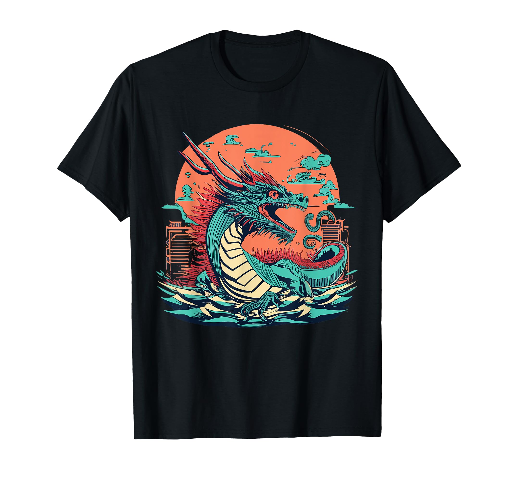 Dragon Techno Vaporwave Anime T-Shirt - Unique Graphic Men Women - T-Shirt, Sweatshirt, Hoodie