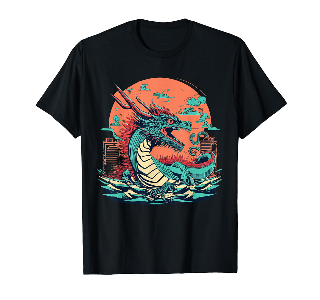 Dragon Techno Vaporwave Anime T-Shirt - Casual Everyday Wear Men Women - T-Shirt, Sweatshirt, Hoodie