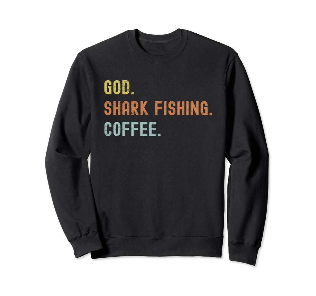 Vintages Shark Fishing And Coffee Sweatshirt - Custom Art Print Unisex - T-Shirt, Sweatshirt, Hoodie