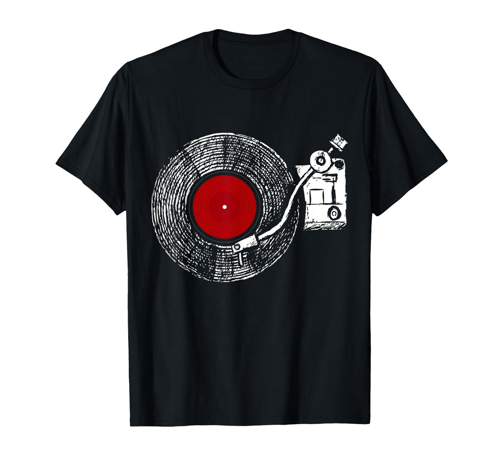 Vinyl Record Player Sketch Drawing T-Shirt - Minimalist Print for Adults - T-Shirt, Sweatshirt, Hoodie