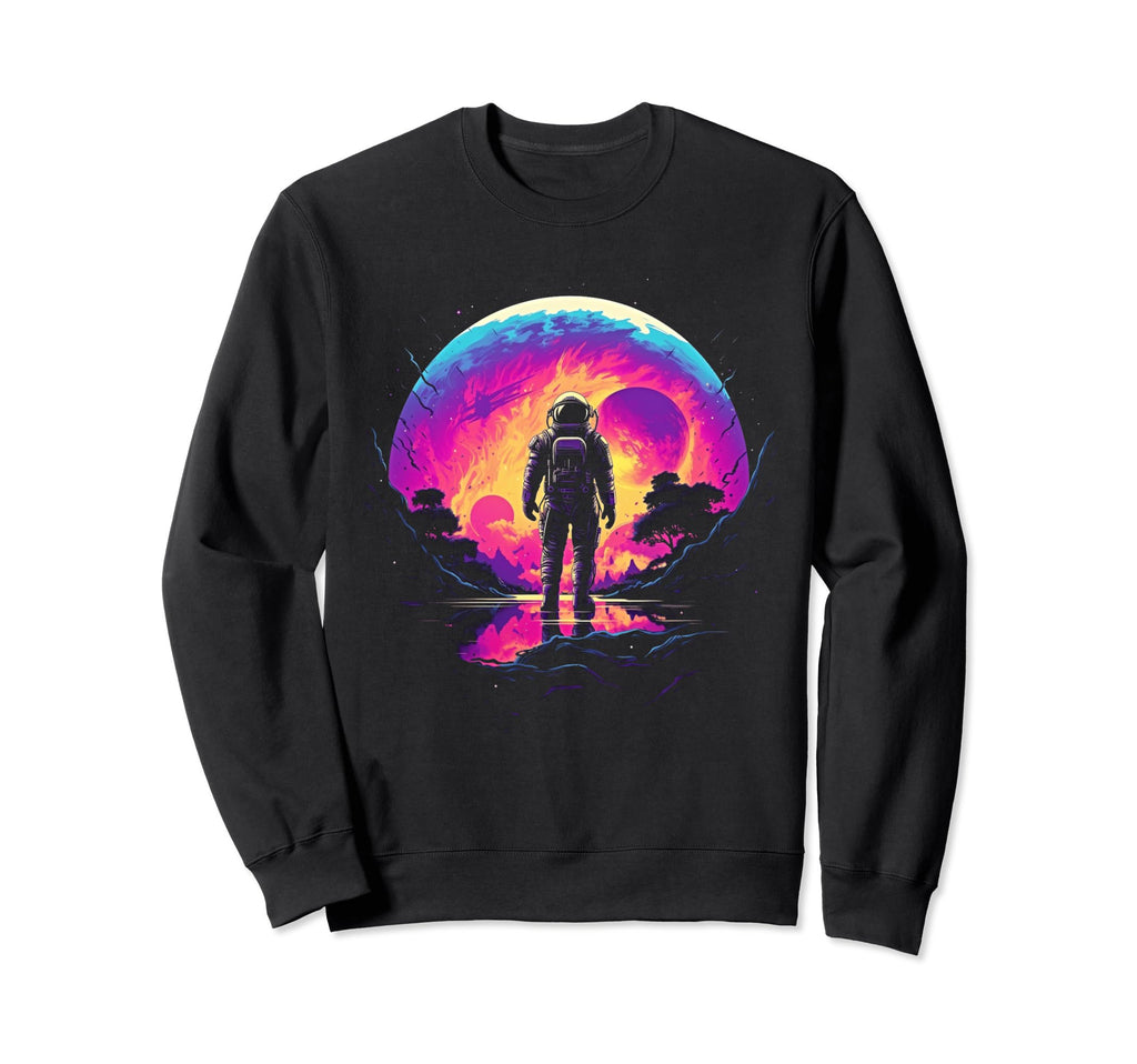 Synthwave Astronaut Cyberpunk Sweatshirt - Fun Novelty Design for Adults - T-Shirt, Sweatshirt, Hoodie
