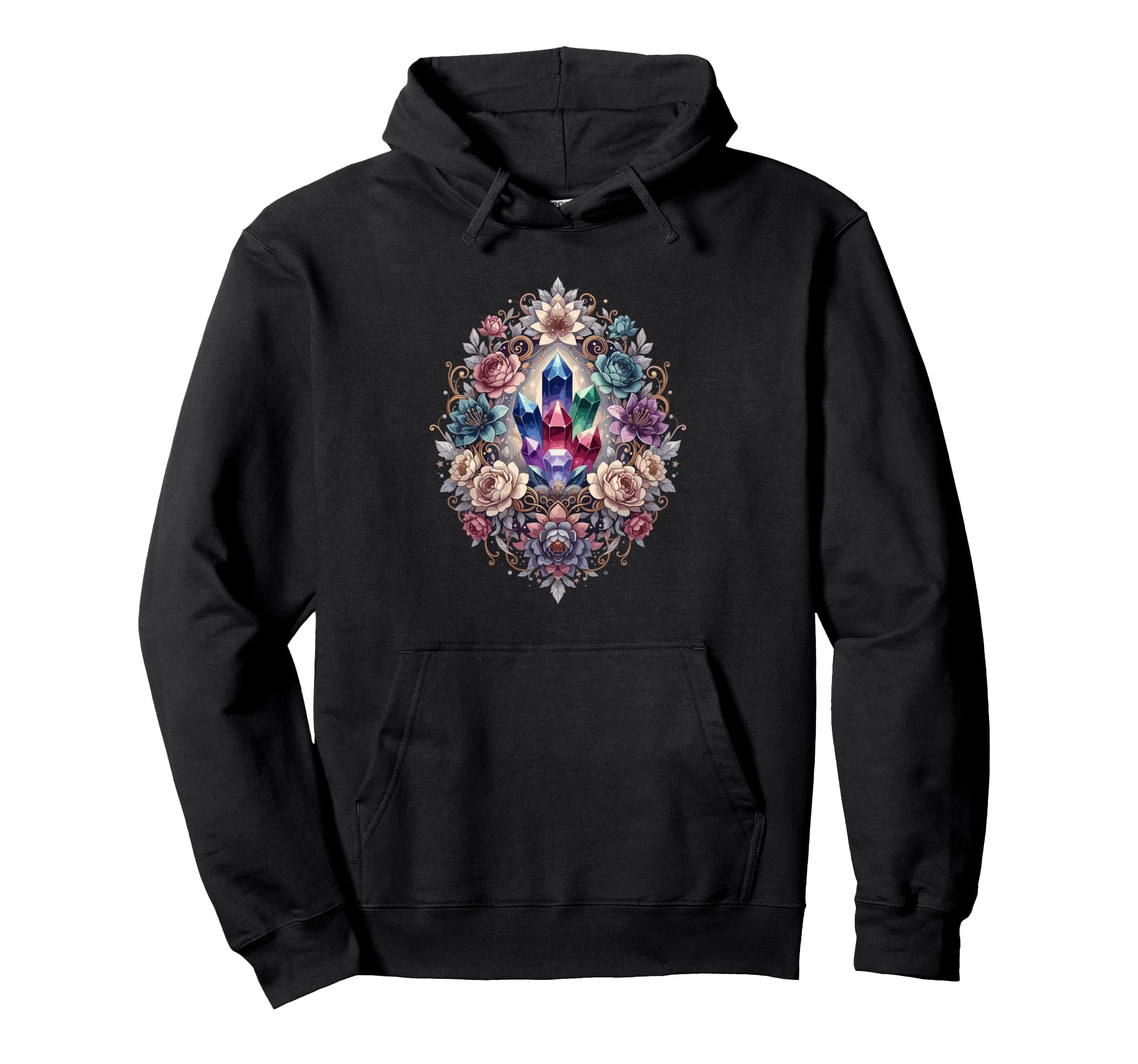 Colorful Crystal Cluster Surrounded Hoodie - Aesthetic Graphic Men Women - T-Shirt, Sweatshirt, Hoodie