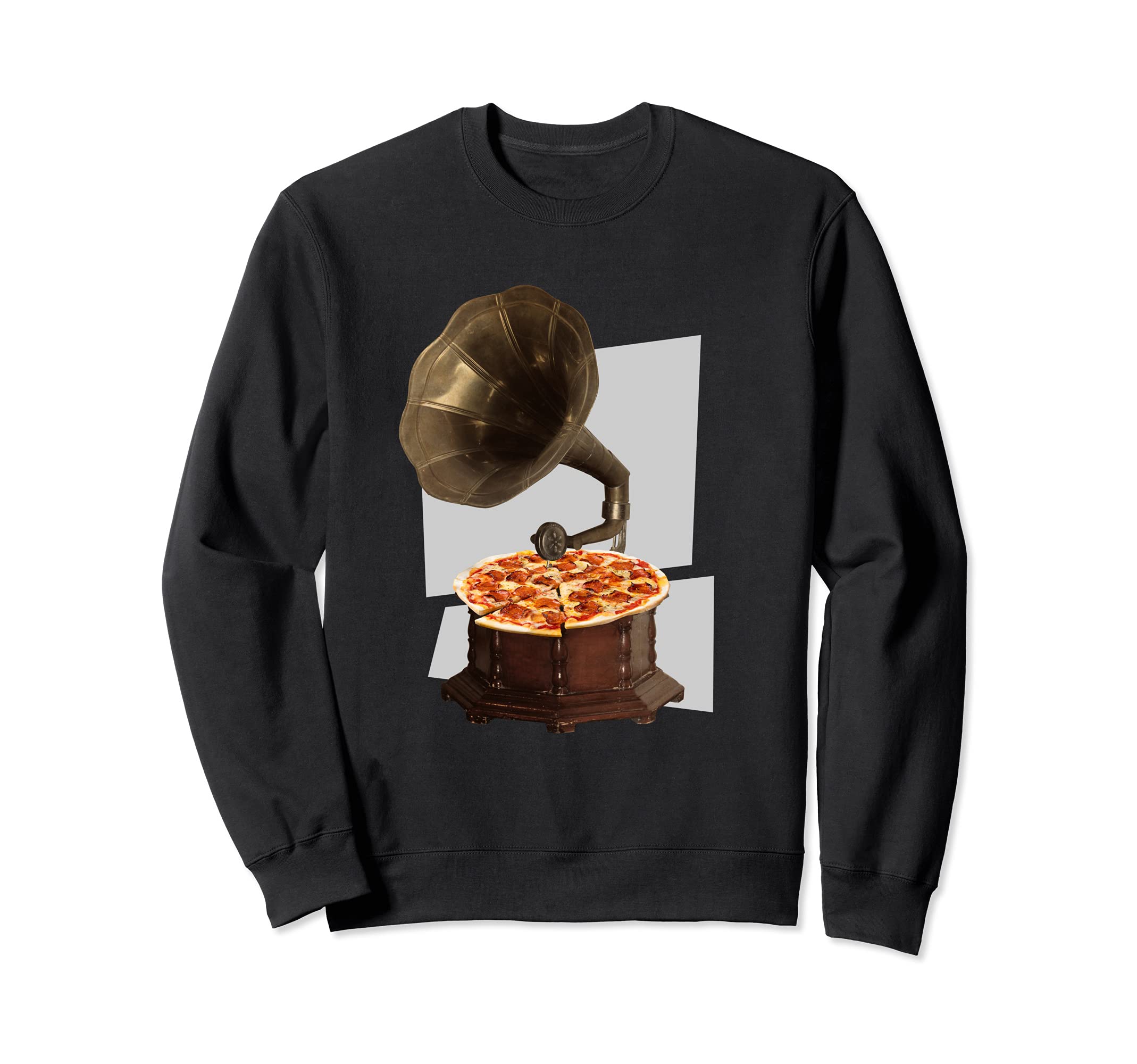 Vinyl Player Pizza Sweatshirt - Novelty Apparel Men Women - T-Shirt, Sweatshirt, Hoodie