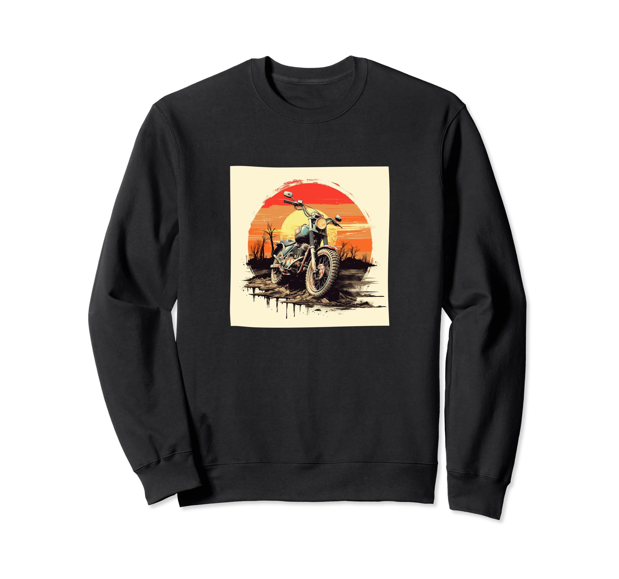 Motorcycle Distressed Sunset Sweatshirt - Graphic Print for Adults - T-Shirt, Sweatshirt, Hoodie