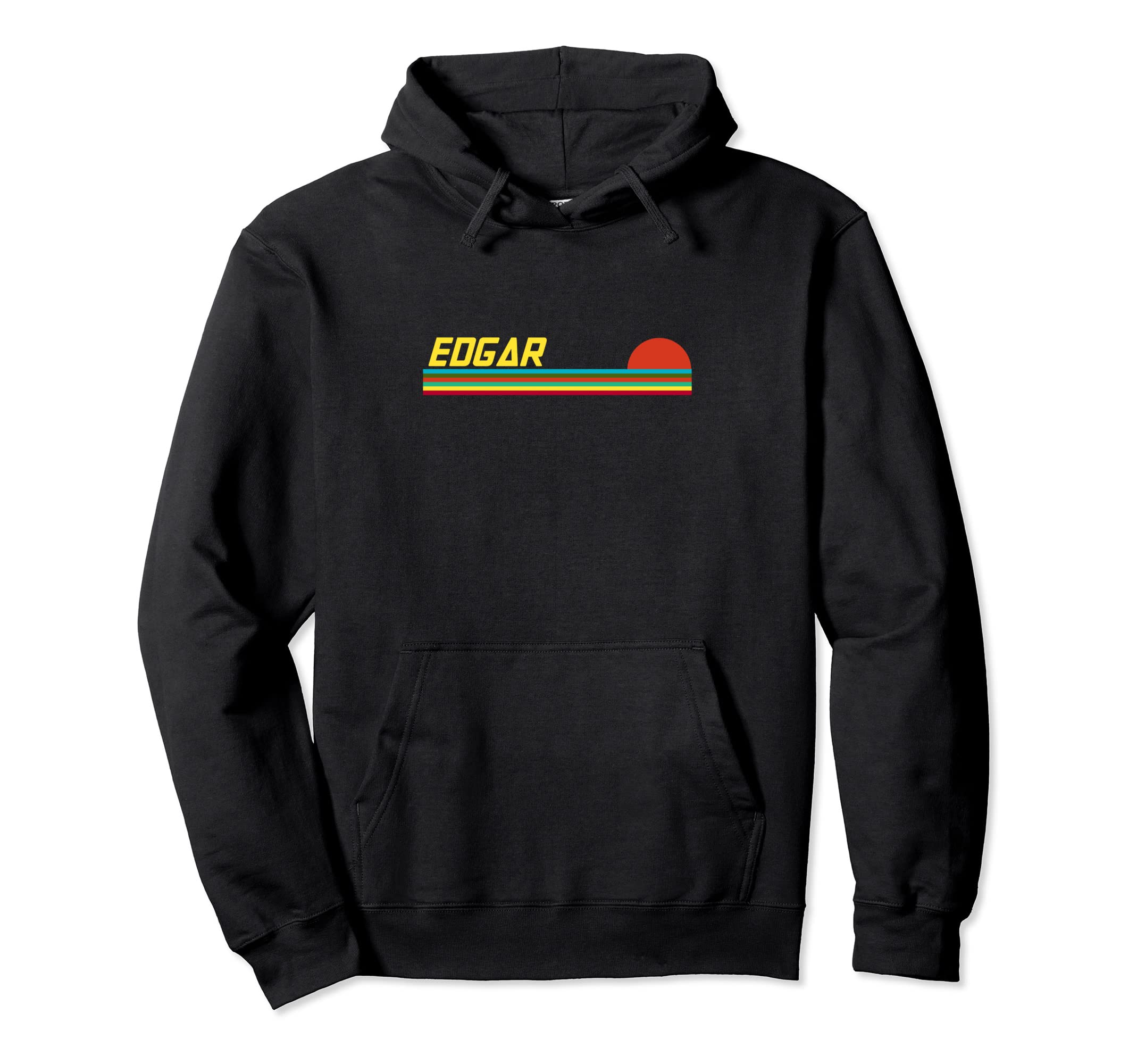 Edgar First Name Logo Sunset Surfer Hoodie - Unique Graphic for Adults - T-Shirt, Sweatshirt, Hoodie