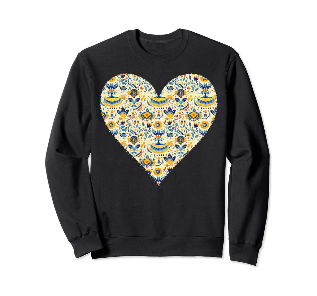 Ukrainian Flag 30S Floral Ukraine Heart Sweatshirt - Graphic Print Unisex - T-Shirt, Sweatshirt, Hoodie