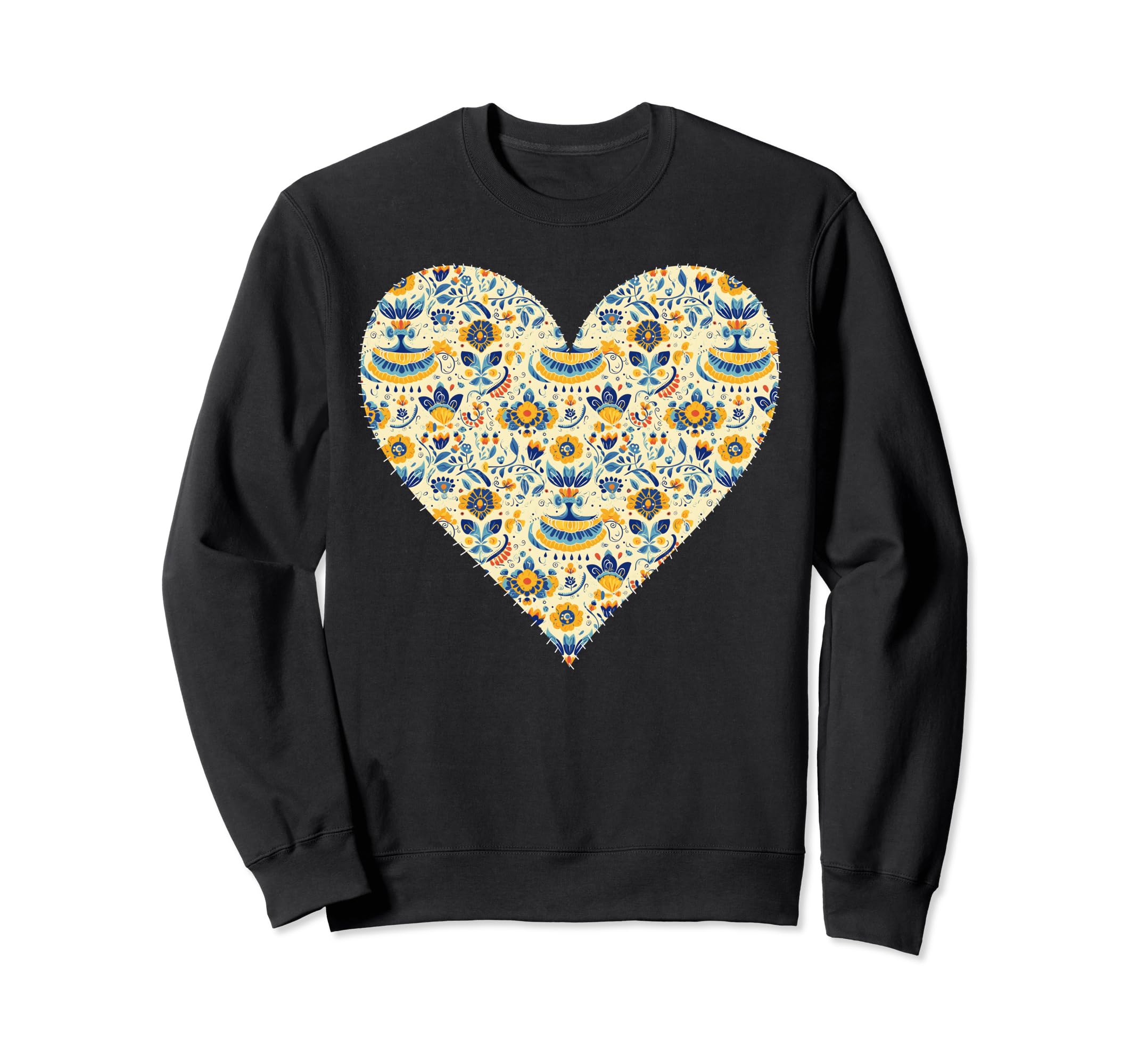 Ukrainian Flag 30S Floral Ukraine Heart Sweatshirt - Graphic Print Unisex - T-Shirt, Sweatshirt, Hoodie