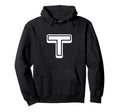 Bold Letter White T Outline Alphabet Hoodie - Unique Graphic Unisex - T-Shirt, Sweatshirt, Hoodie