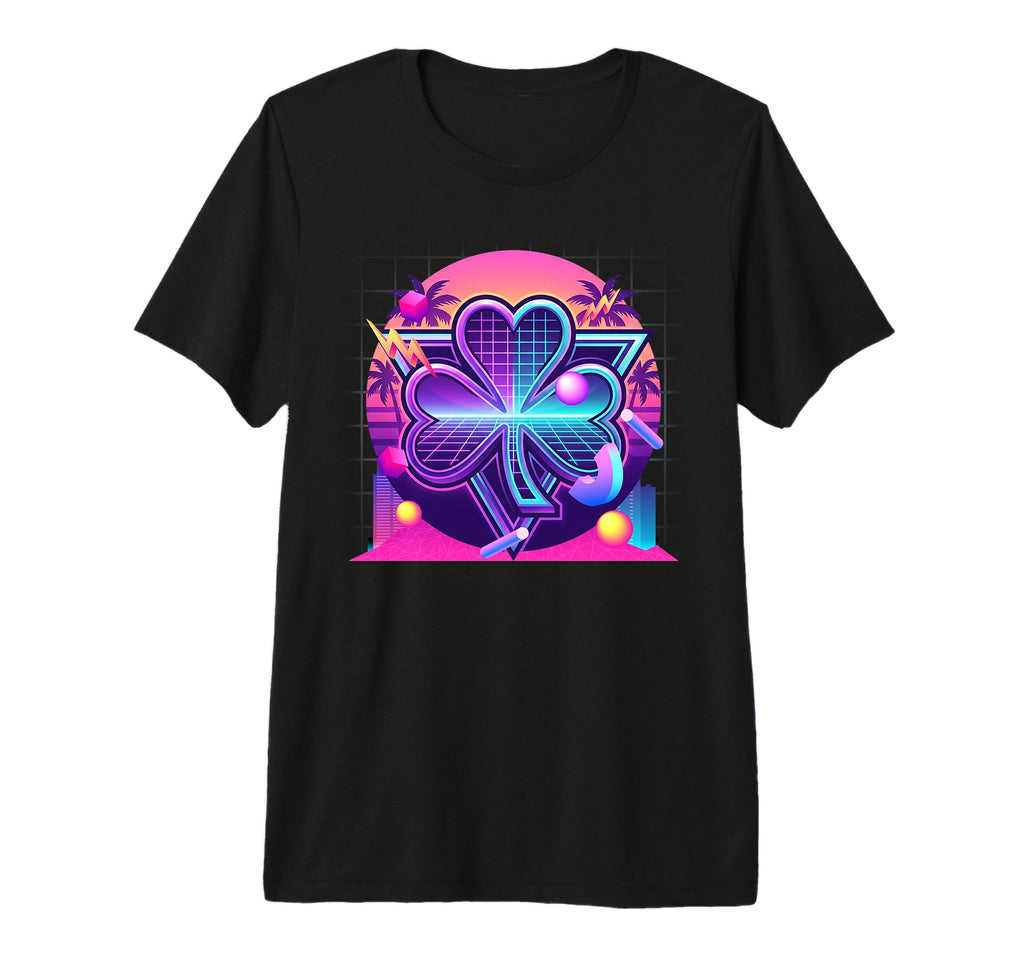 Synthwave Four Leaf Clover 80S Aesthetic T-Shirt - Graphic Print Unisex - T-Shirt, Sweatshirt, Hoodie