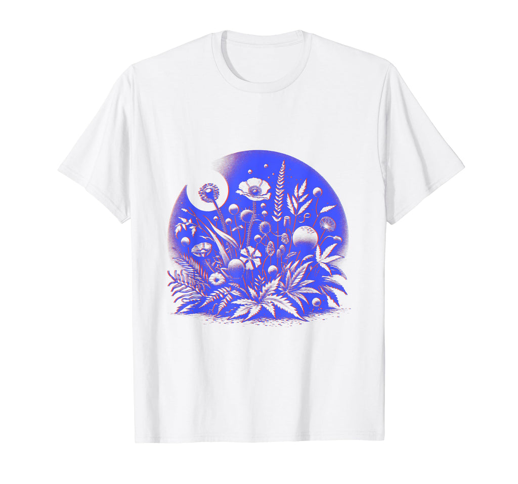 Botanical 1970S Risograph Illustration T-Shirt - Trendy Graphic for Adults - T-Shirt, Sweatshirt, Hoodie