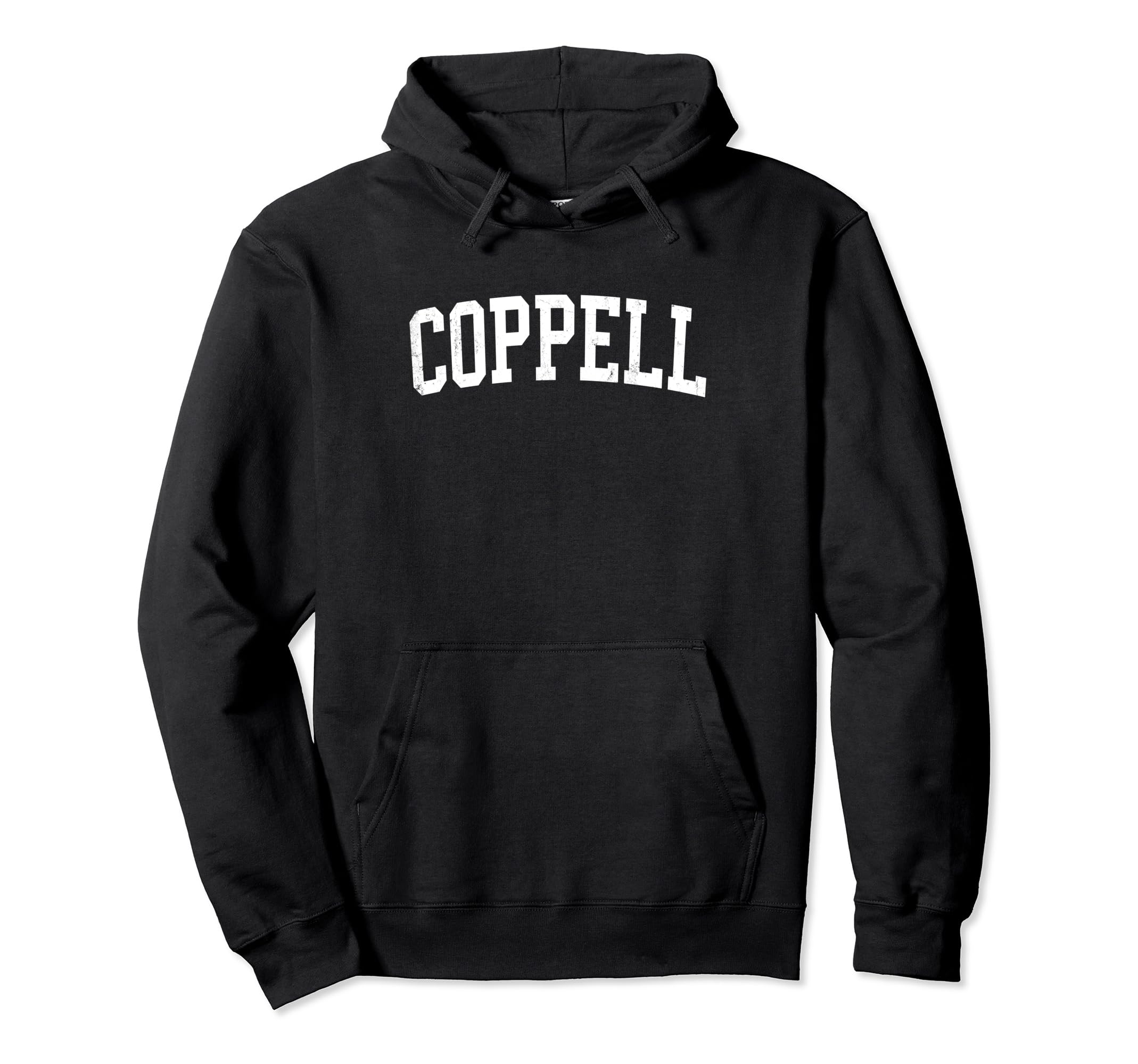 Coppell Tx Distressed White Varsity Hoodie - Custom Art Print Unisex - T-Shirt, Sweatshirt, Hoodie