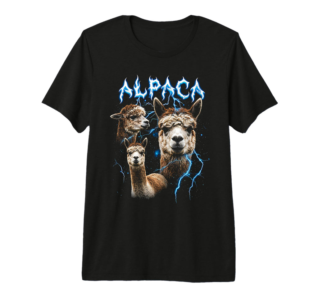 Alpaca 90S Heavy Metal Alpaca T-Shirt - Fun Novelty Design Men Women - T-Shirt, Sweatshirt, Hoodie