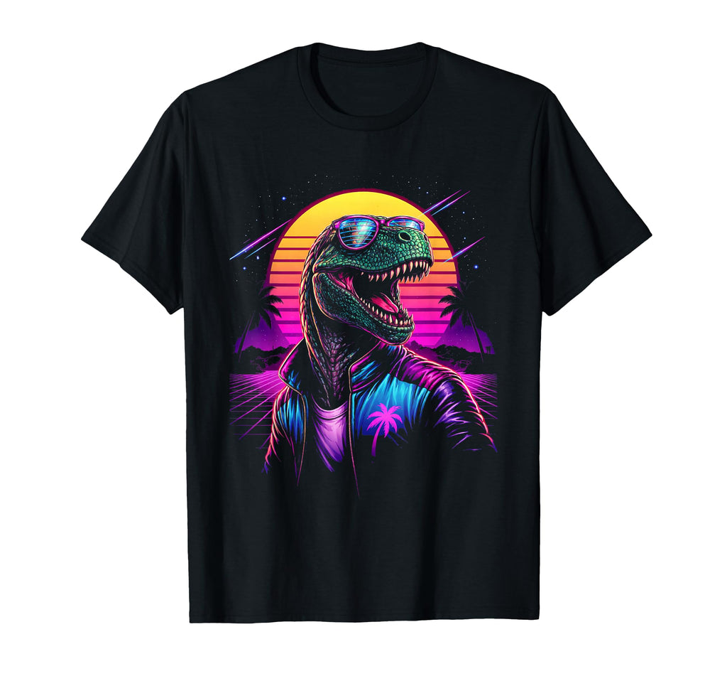 80S Synthwave T Rex Tyrannosaurus T-Shirt - Minimalist Print for Adults - T-Shirt, Sweatshirt, Hoodie