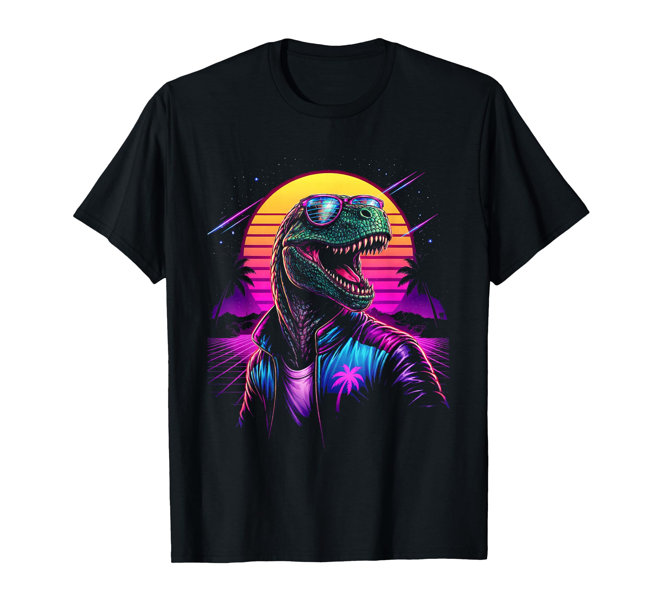 80S Synthwave T Rex Tyrannosaurus T-Shirt - Minimalist Print for Adults - T-Shirt, Sweatshirt, Hoodie