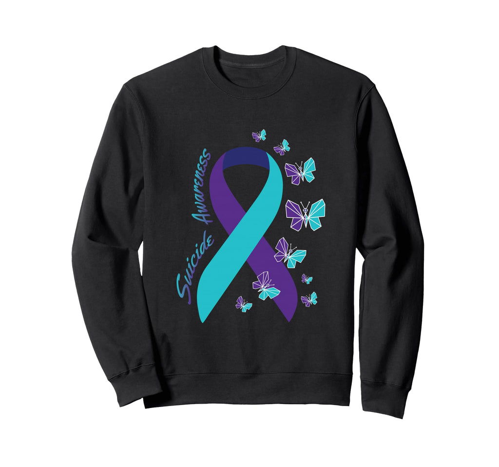 Ribbon Butterfly Suicide Awareness Sweatshirt - Novelty Apparel for Adults - T-Shirt, Sweatshirt, Hoodie
