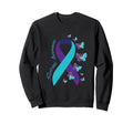 Ribbon Butterfly Suicide Awareness Sweatshirt - Novelty Apparel for Adults - T-Shirt, Sweatshirt, Hoodie