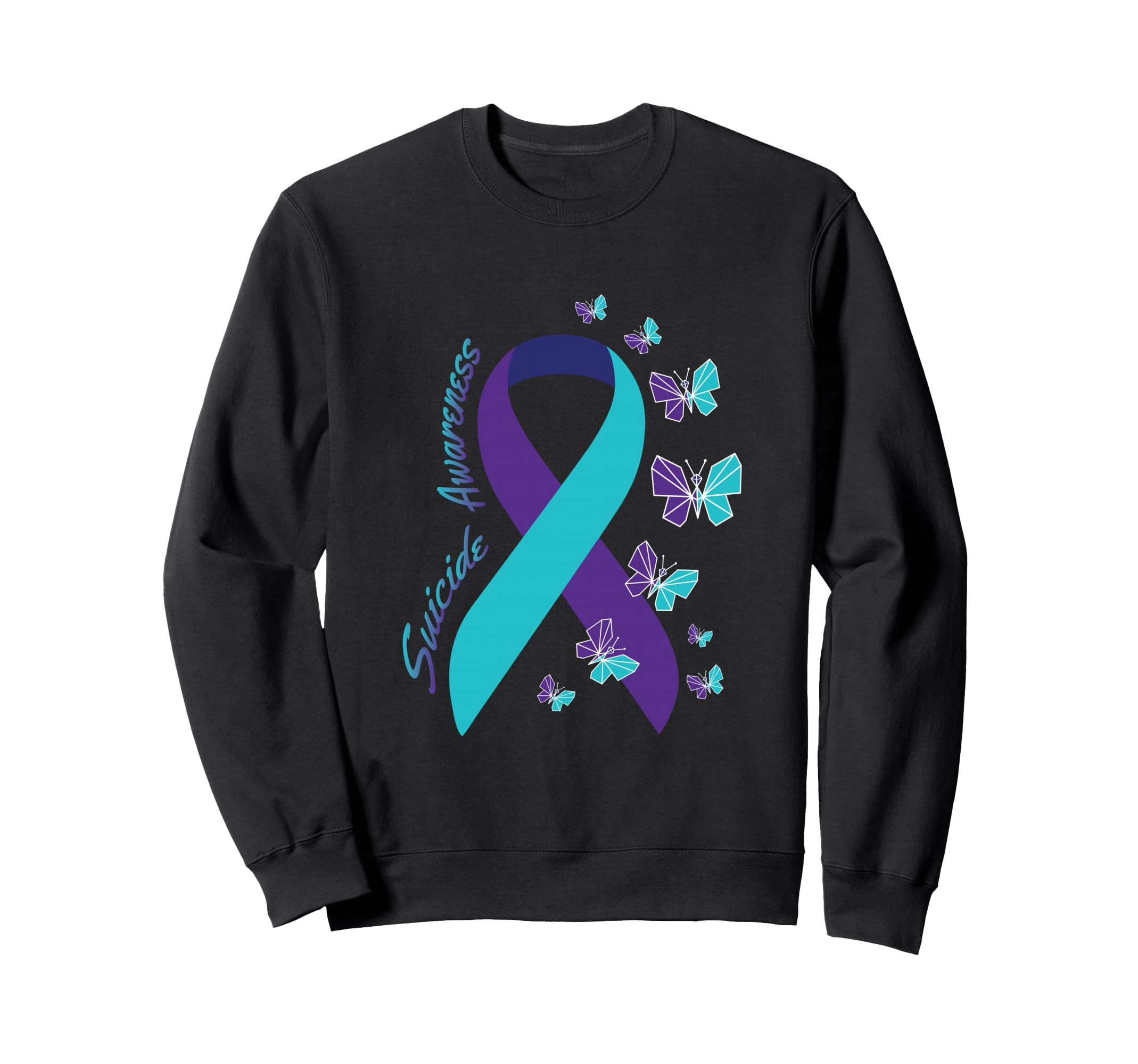 Ribbon Butterfly Suicide Awareness Sweatshirt - Novelty Apparel for Adults - T-Shirt, Sweatshirt, Hoodie