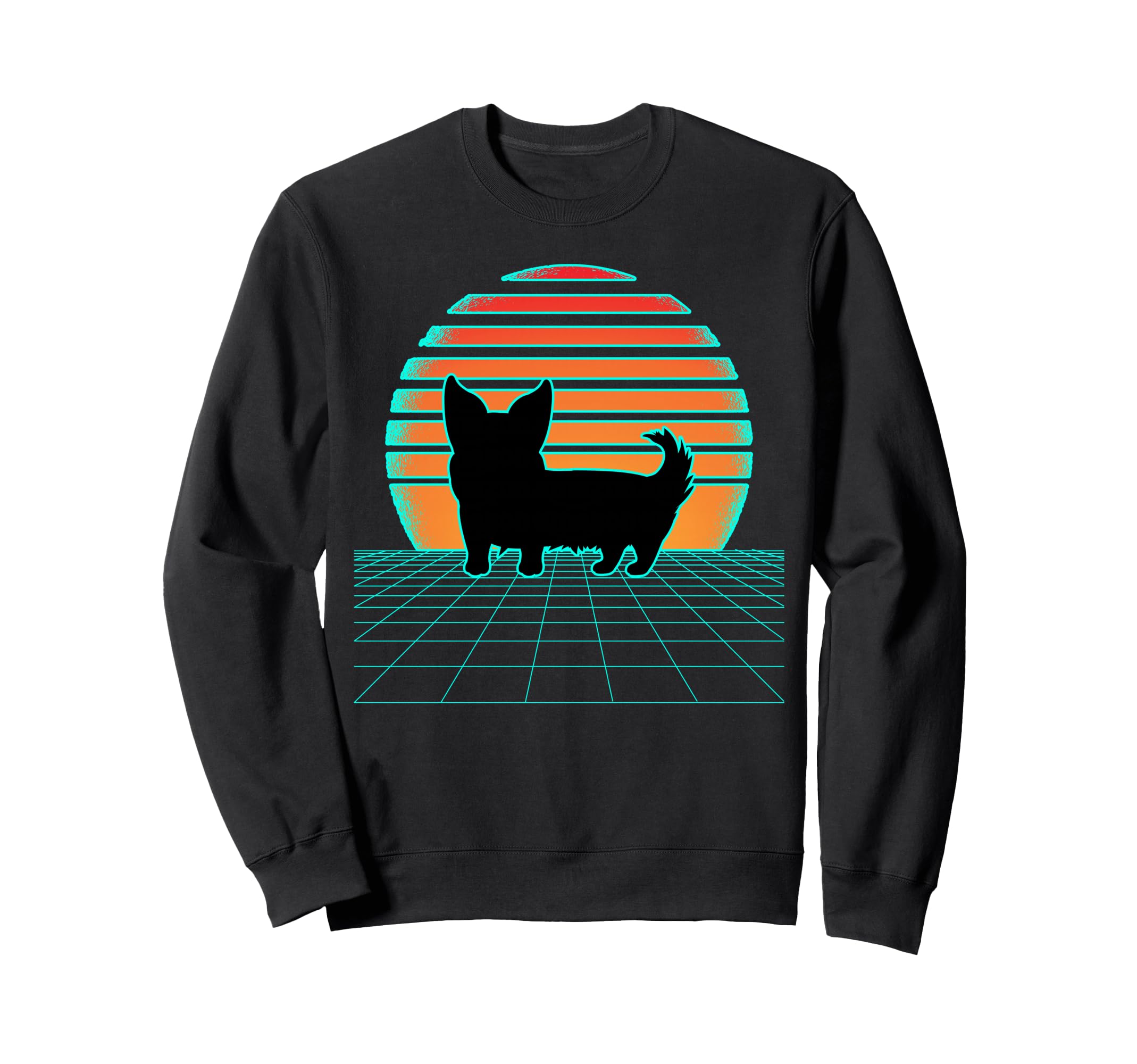 Retrowave Pembroke Welsh Corgi 80S Sweatshirt - Trendy Graphic for Adults - T-Shirt, Sweatshirt, Hoodie