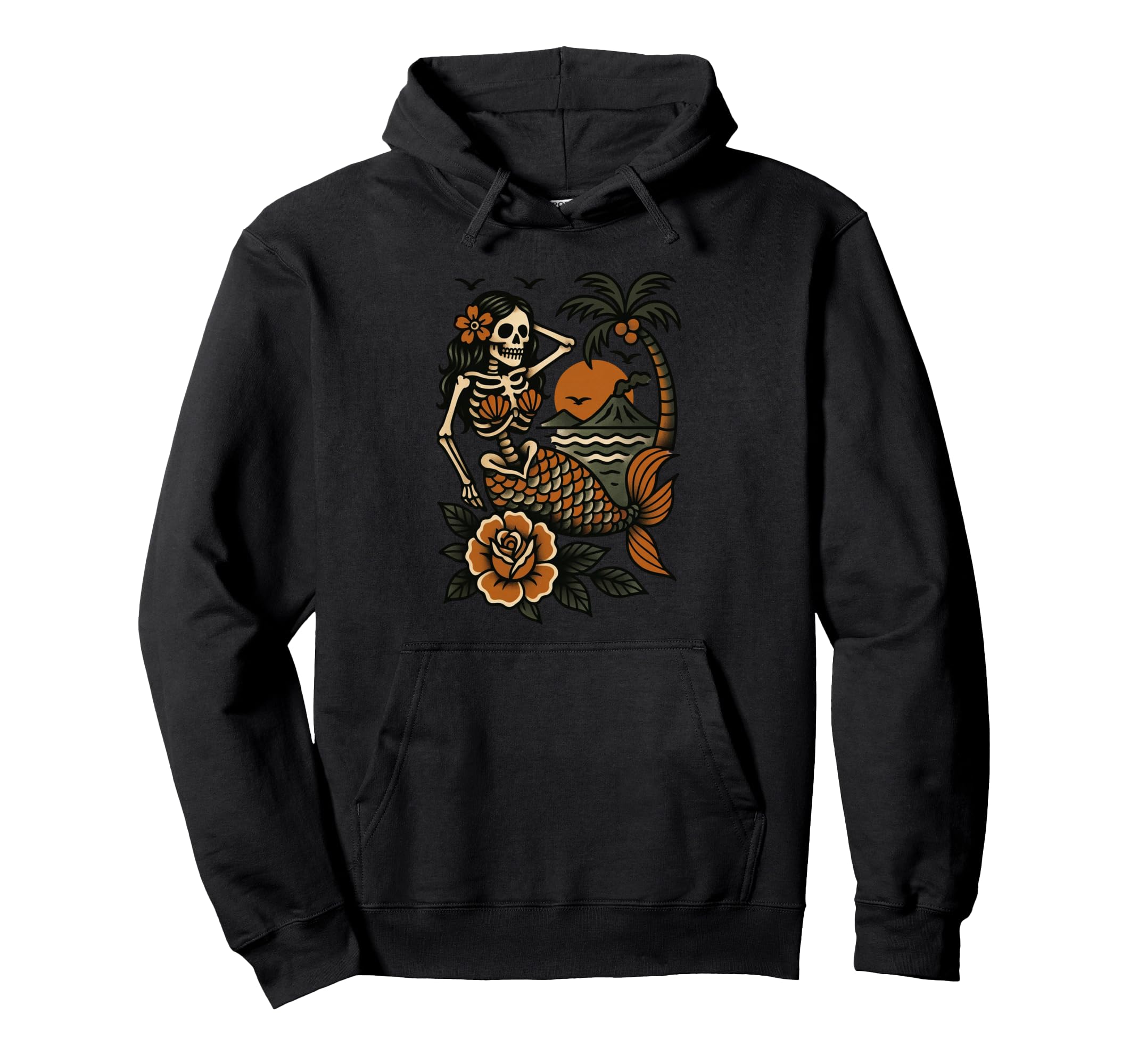 Skeleton Mermaid Tattoo Flash American Hoodie - Fun Novelty Design Unisex - T-Shirt, Sweatshirt, Hoodie