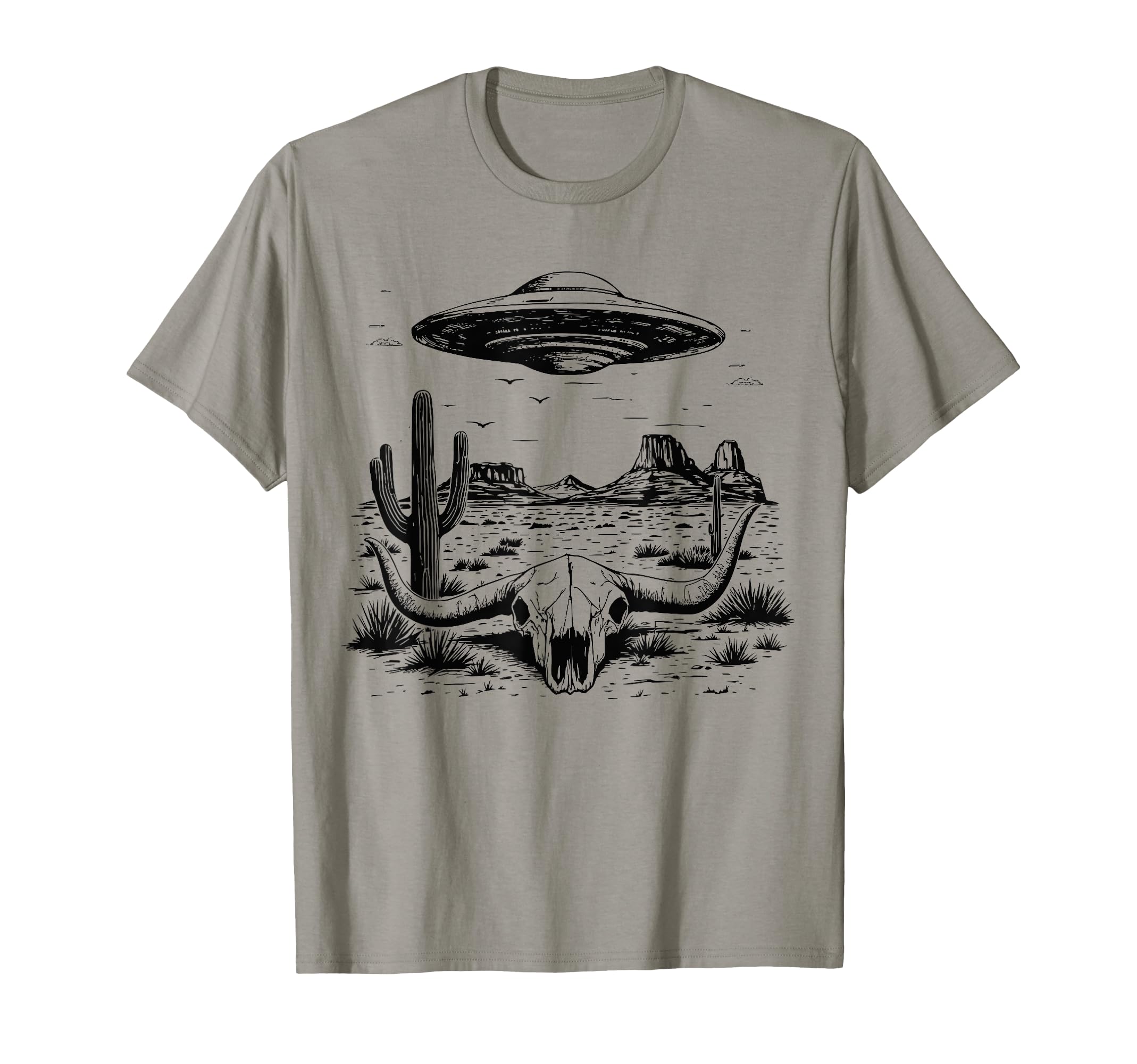 Cowboy Western Desert Alien Desert T-Shirt - Fun Novelty Design for Adults - T-Shirt, Sweatshirt, Hoodie